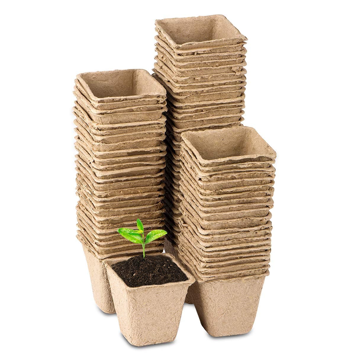 3'' Square Peat Pots Plant Starter Nursery Pots for Seedings Organic Biodegradable Seed Starter Pots, Bulk 80 Pack