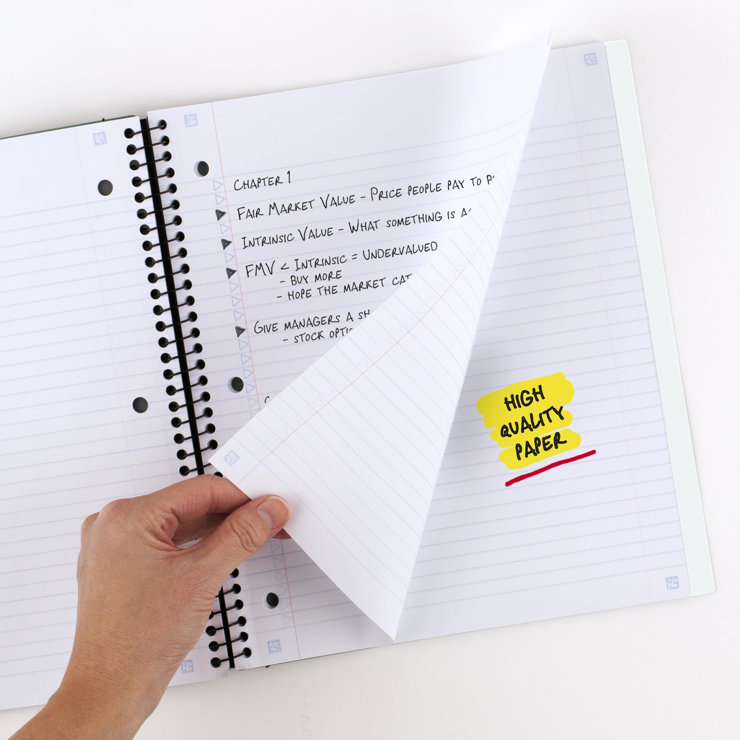 Five Star Spiral Notebook + Study App, 5 Subject, College Ruled Paper, Advance Notebook with Spiral Guard, Movable Tabbed Dividers and Expanding Pockets, 8-1/2" x 11", 200 Sheets, White (73154)