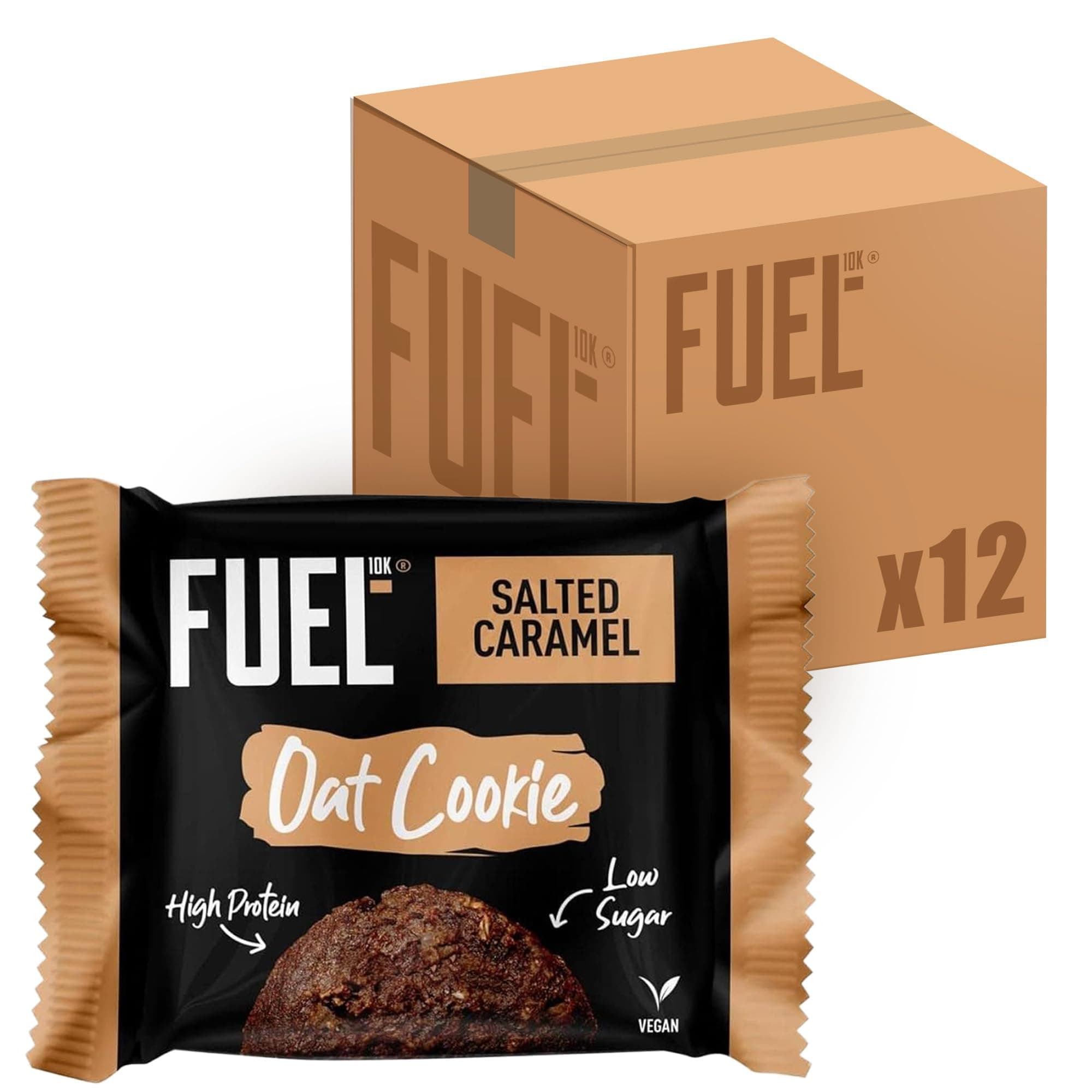 FUEL10K Salted Caramel Breakfast Oat Cookie, High Protein and Fibre, 50 g (Pack of 12)