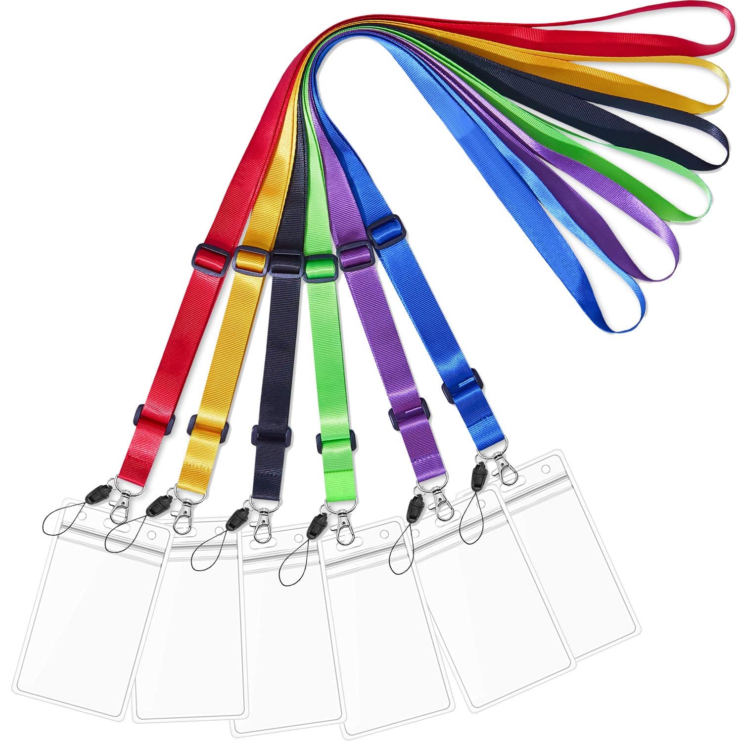 6 PACK Adjustable Lanyard  with ID Badge Holder