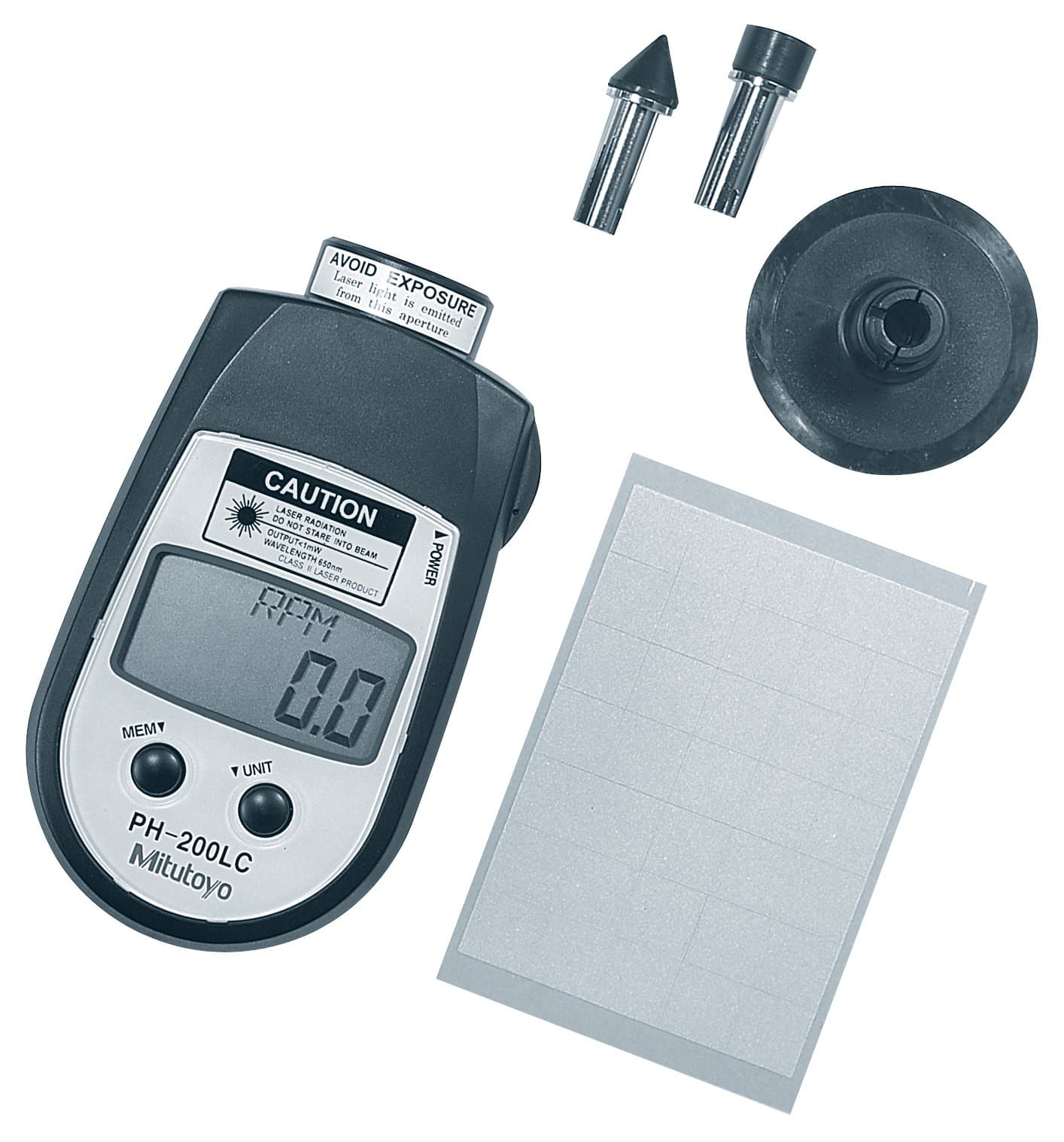 Mitutoyo 982-552, Digital Hand Tachometer, Contact 6 to 25,000 rpm / Non-Contact 6 to 99,999 rpm, Contact/Non-Contact Style