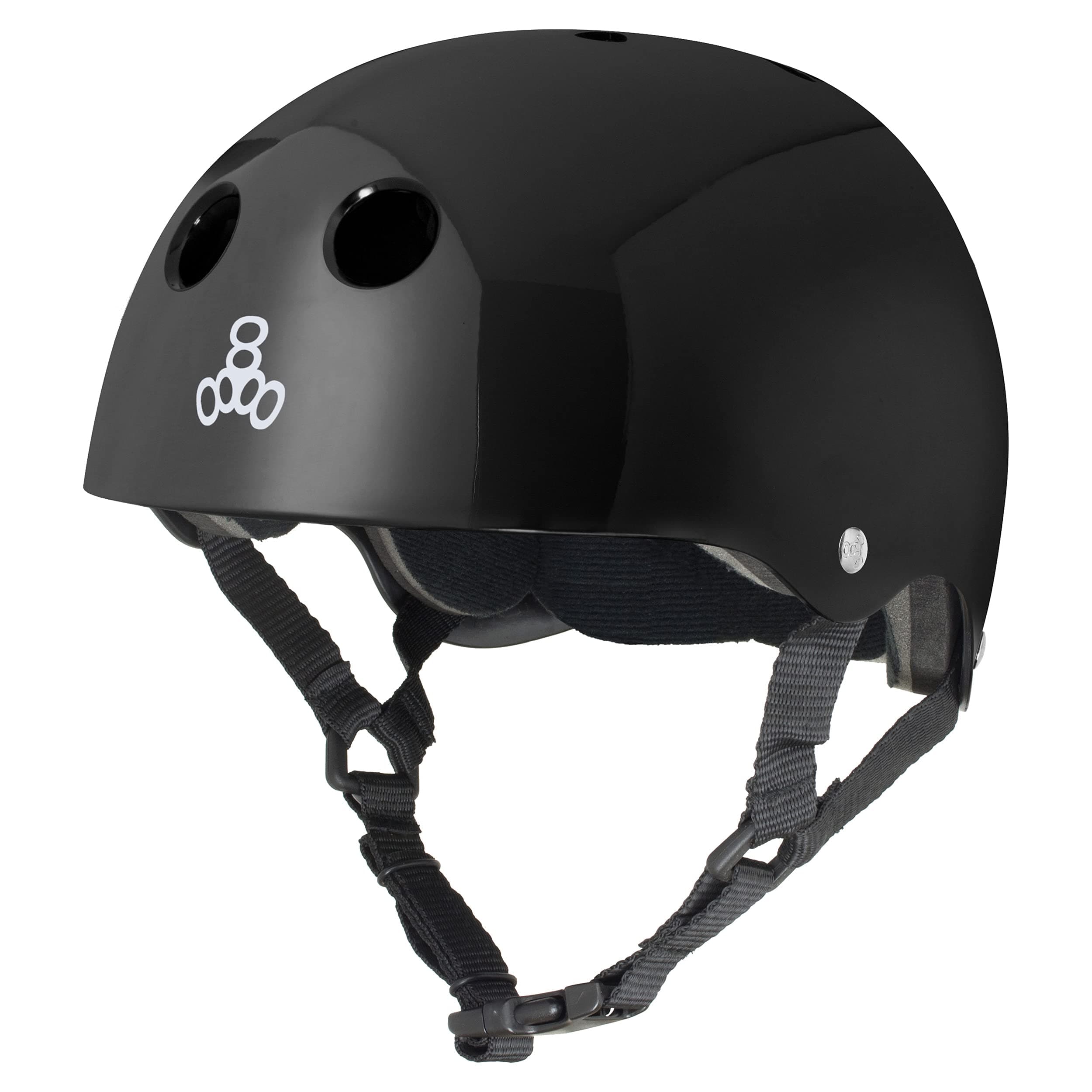 Triple Eight Standard Liner Skateboarding Helmet, Medium, Black Glossy