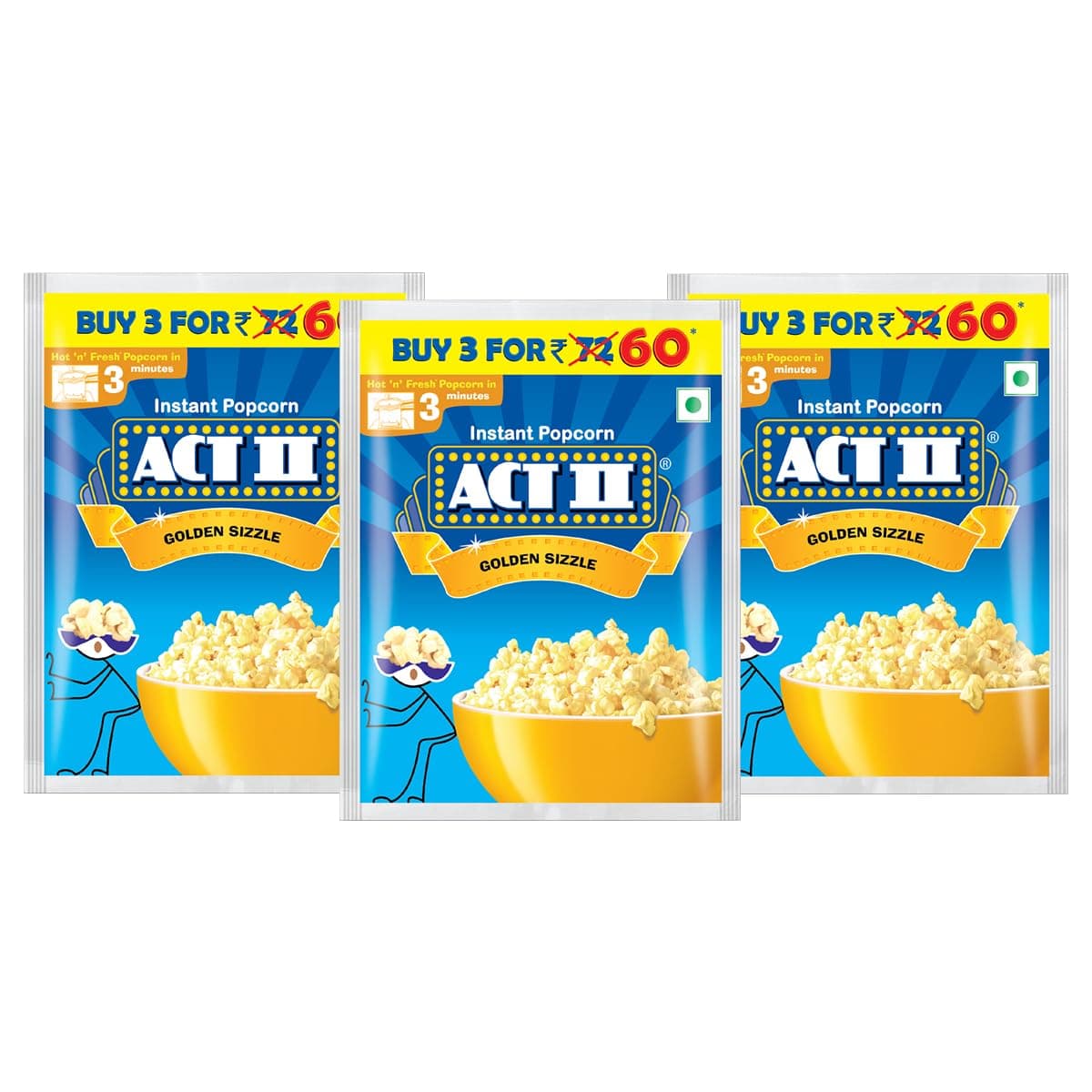 Popcorn IPC Golden Sizzle Combo Pack, 55g/59g (Pack of 3)