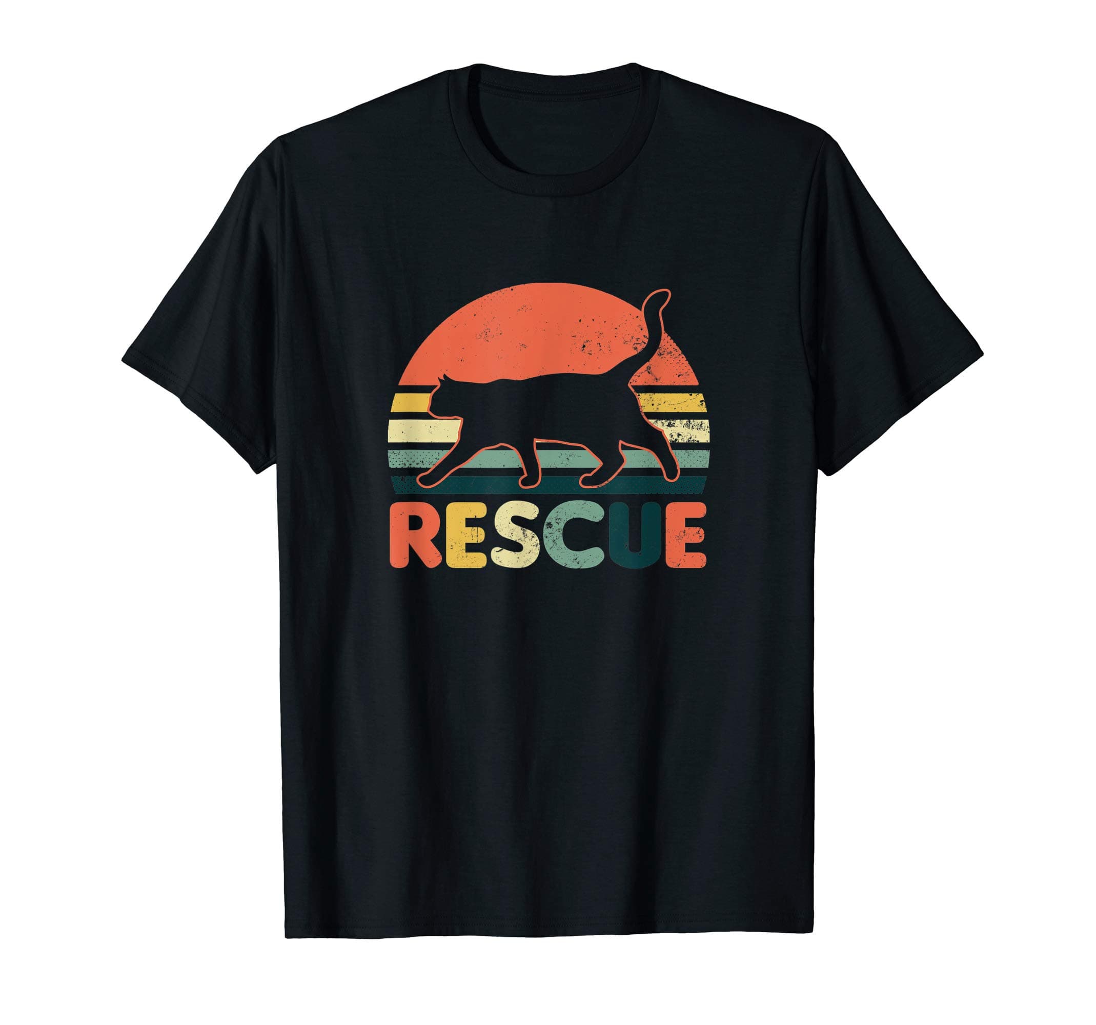 Cat Adoption Design Vintage Retro Sunset Rescue Gift T-Shirt