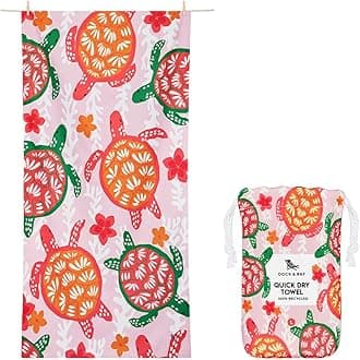Dock & BayBeach Towel - Quick Dry, Sand Free - Compact, Lightweight - 100% Recycled - Includes Bag - Turtley Tropical - Large (160x90cm, 63x35)