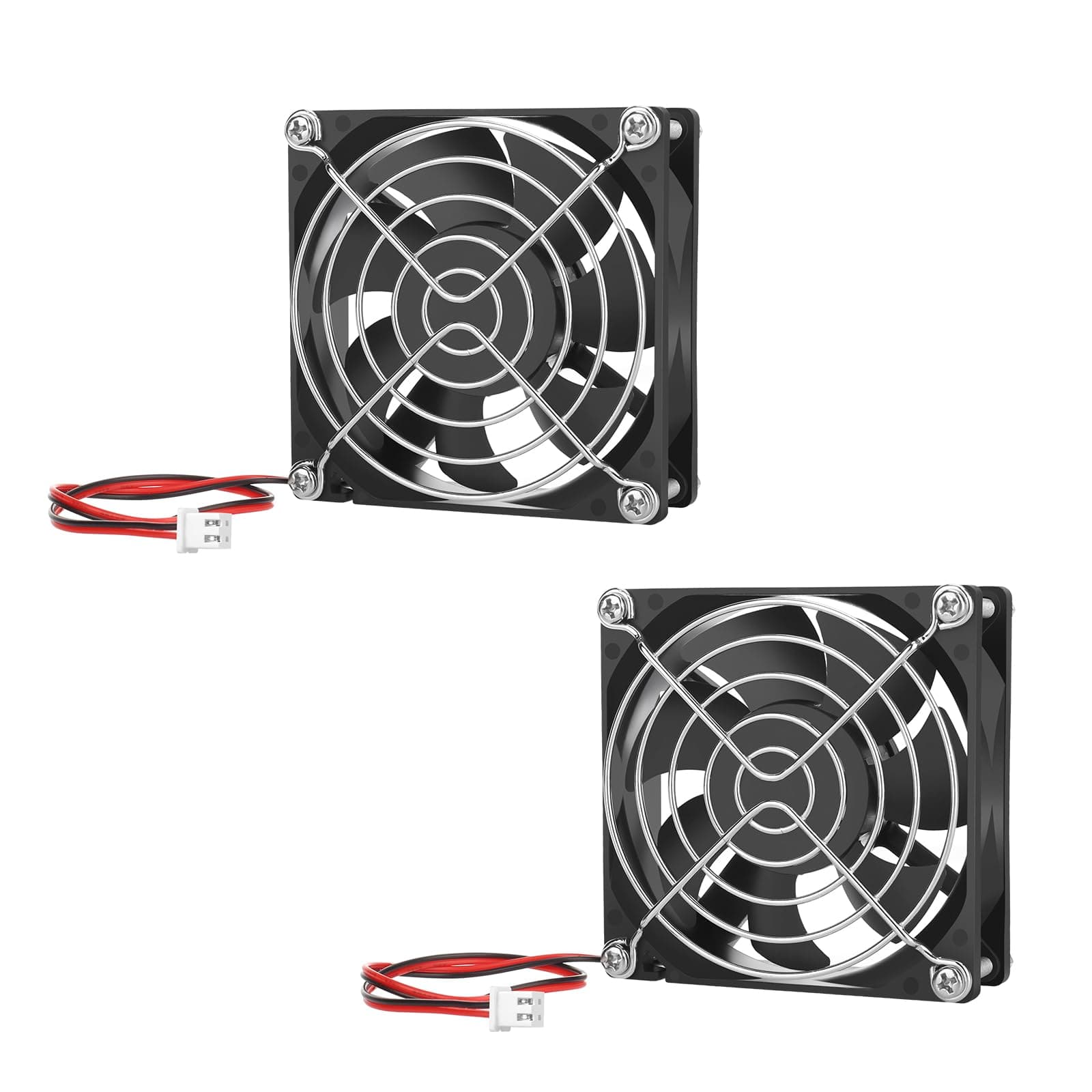 2-Pack 80mm x 25mm DC 12 Volt Fans 2-Pin Brushless Replacement Cooling Fan