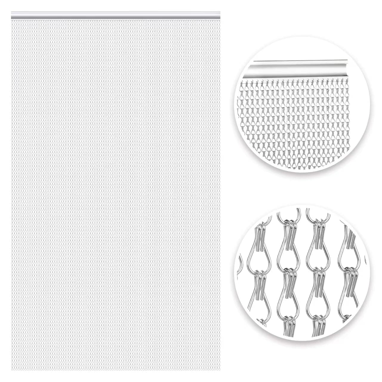 VerRich Chain Curtain Door Fly Screens 100 x 210cm Aluminium Insect Screen for doorways Silver