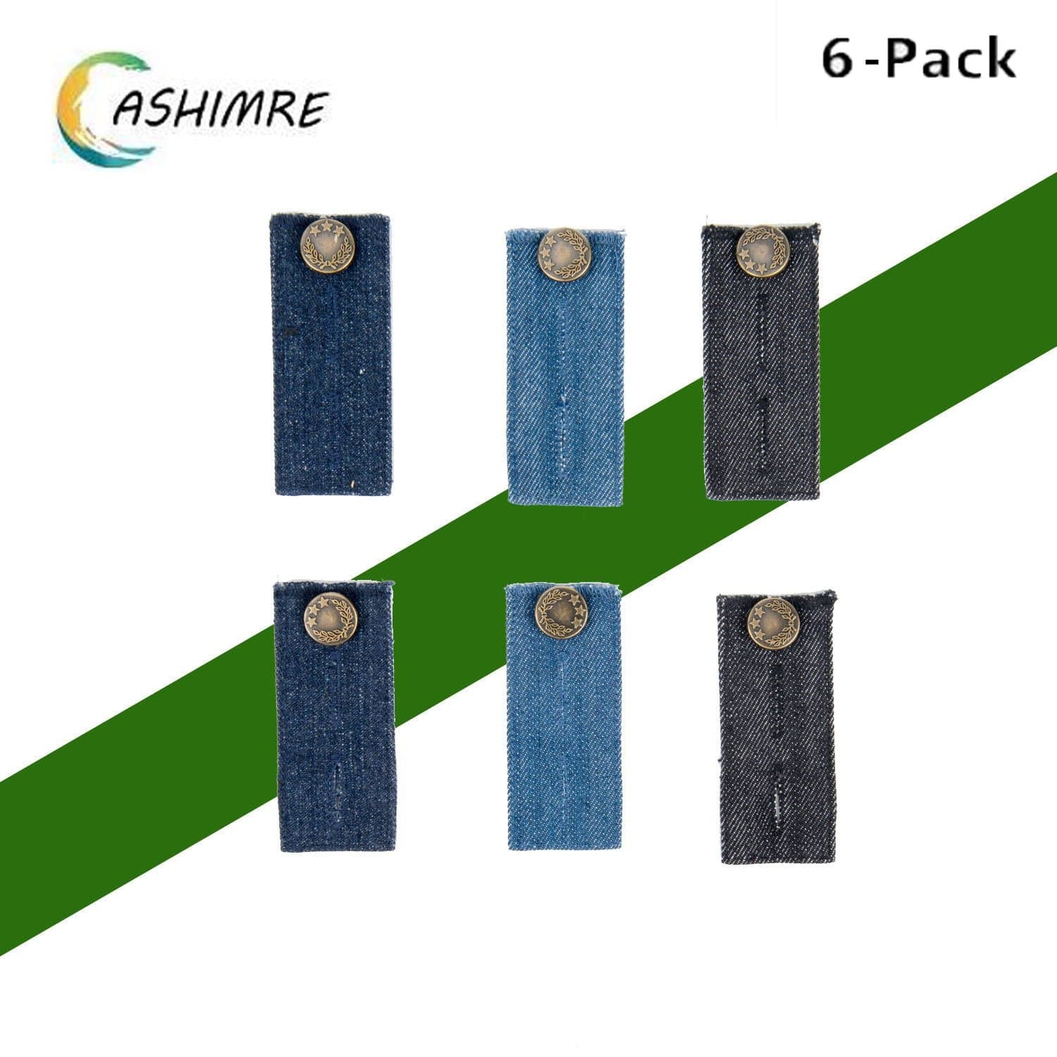 Belly Band-Denim Waist Extender with Metal Button for Jeans Men and Women Button for Jeans (6-Pack)