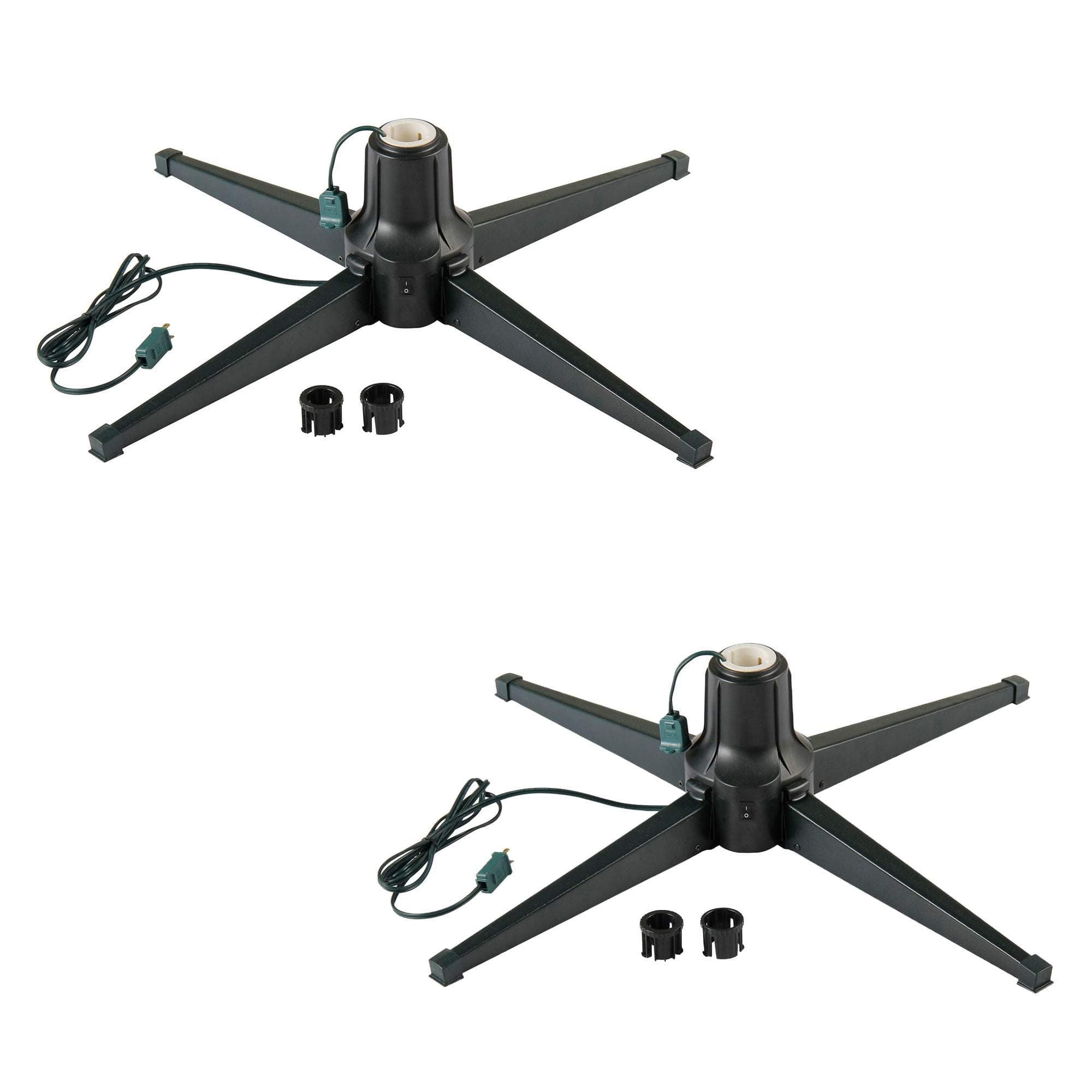 Home Heritage Electric Metal Rotating Christmas Tree Stand for 7 Foot Christmas Trees with Pole Adapters, Black