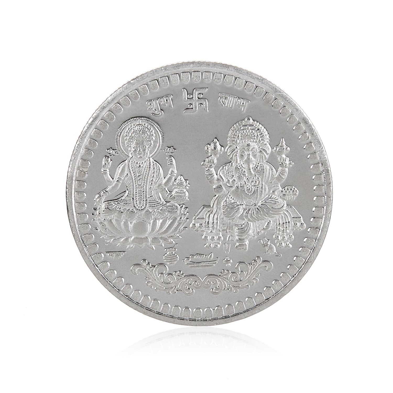 Sharah Designs Big Silver Coin Lakshmi Ji & Ganesh Ji
