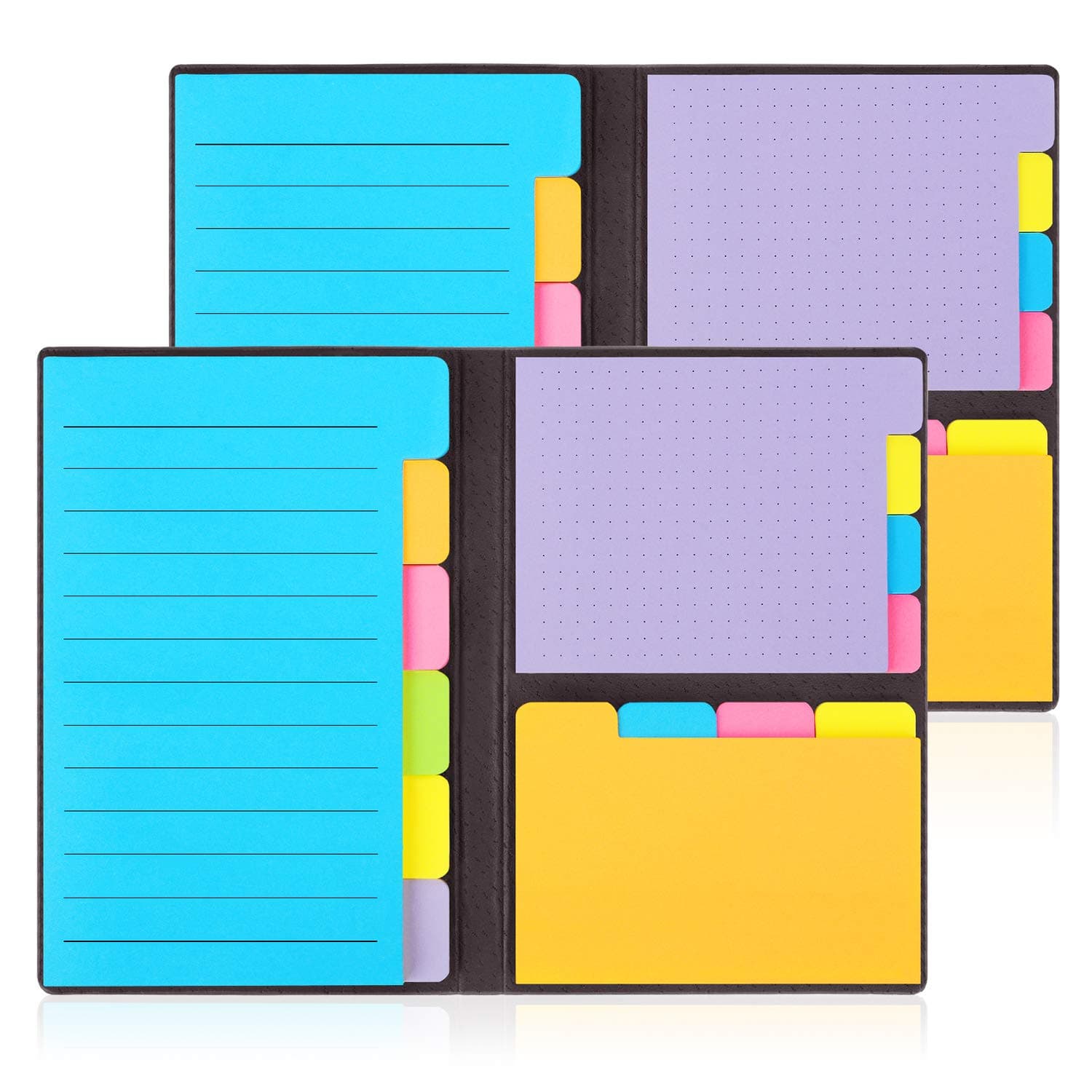 Divider Sticky Notes Bundle Set (2 Pack), Tabbed Self-Stick Lined Note Bookmark Prioritize with Color Coding, 60 Ruled (4x6), 40 Dotted (3x4), 40 Blank (2.7x4.2) for Planner