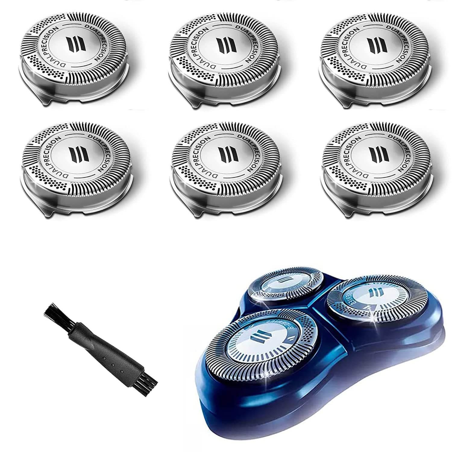 HQ8 Replacement Heads for Philips Norelco Aquatec Replacement Heads,HQ8 Heads for Philips Electric Razor Aquatec Shaver Hq8505 PT720 PT730 AT880 At830 AT810 AT815,OEM Upgraded HQ8 Blades,6Pack & Brush