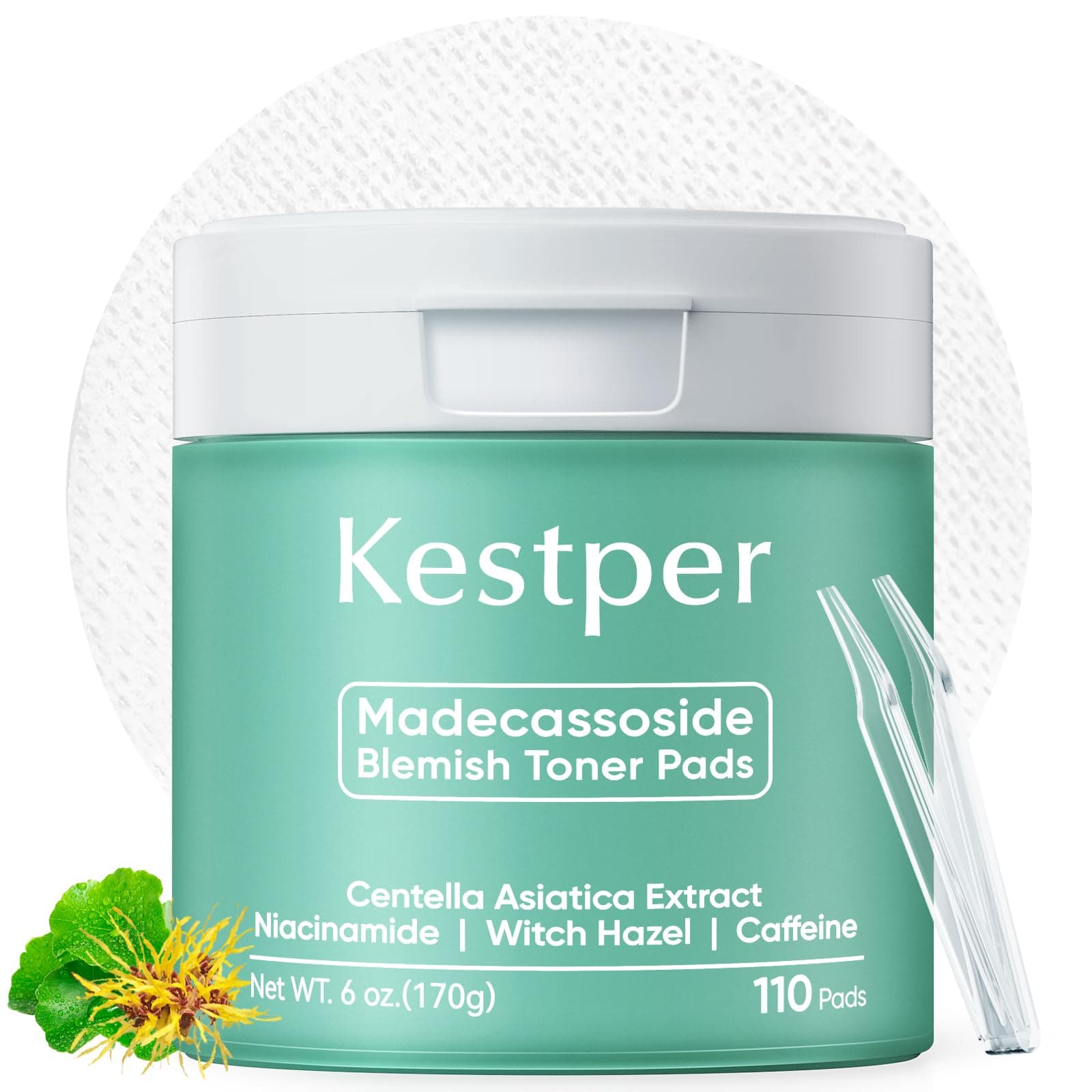 Madecassoside & Caffeine Toner Pads|Soothe Redness,Strengthen Barrier & Refine Pores with Centella Asiatica,Niacinamide | 110 Pads for All Skin Types