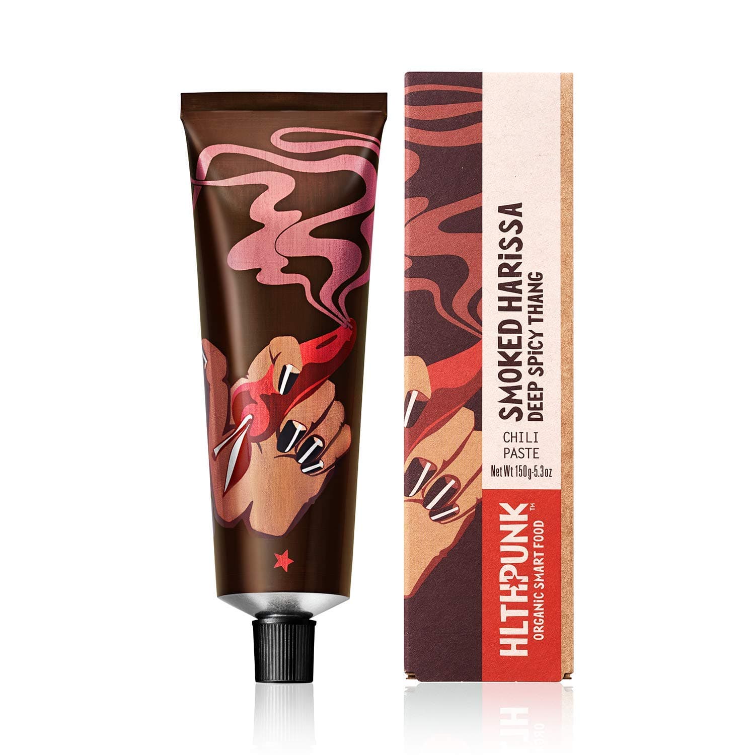 HLTHPunk Organic Harissa Chili Paste, Best Traditional Tunisian Harissa Spread for Cooking, Non-GMO, All Natural, Vegan, Gluten-Free, Spicy Red Pepper Hot Sauce (Smoked Harissa Chili Paste) 1 Pack