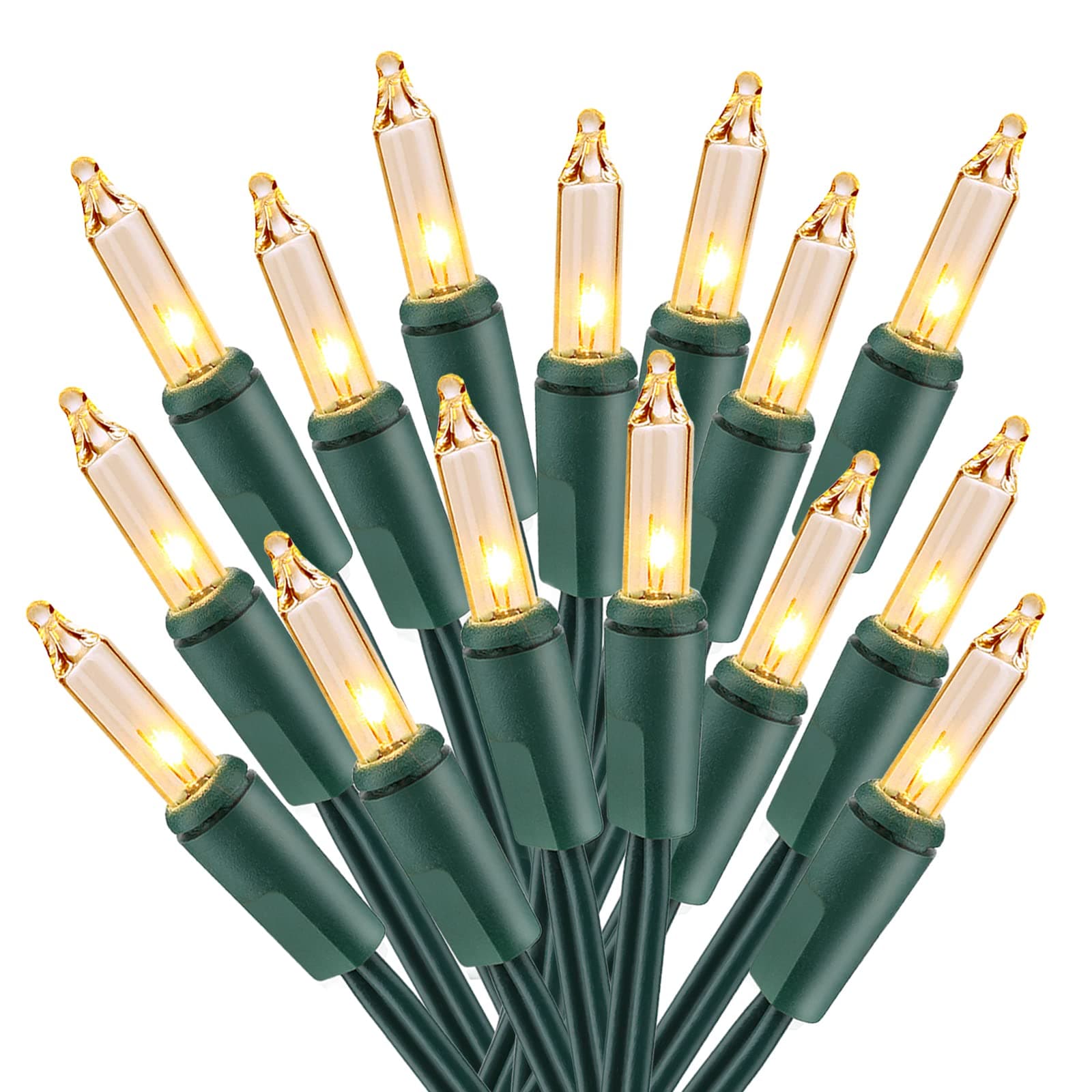 Brizled Christmas Lights, 21.63ft 100 Count Incandescent Christmas Lights Connectable, UL Certified Clear Mini Christmas String Lights Green Wire Tree Lights for Outdoor Indoor Xmas, Party, Warm White