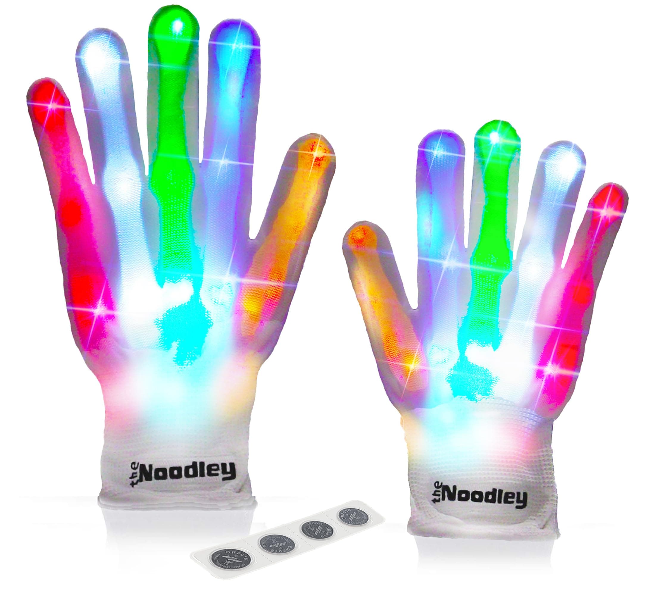The NoodleyThe Noodley Skeleton Children's Toy for Boys LED Illuminated Gloves Sensory Toy for Autistic Children Cosplay Halloween Costume Stocking Stuffers Age 4 5 6 7 (Small, White)