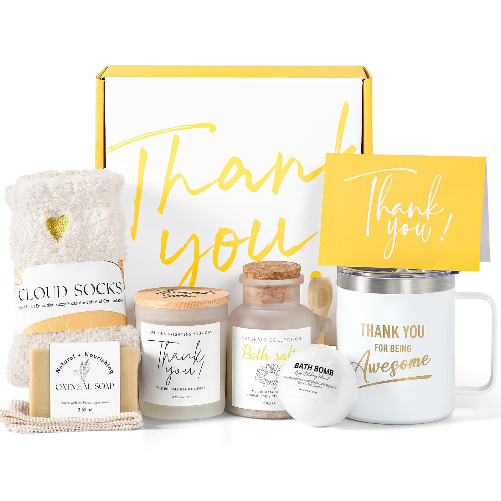 Thank You Gifts for Women, Unique Thank You Gifts Box Appreciation Gifts Basket for Teacher Employee Boss Coworker Hostess Secretary Nurse Mom Friends Pastor- Best Spa Gratitude Gifts w/Candle