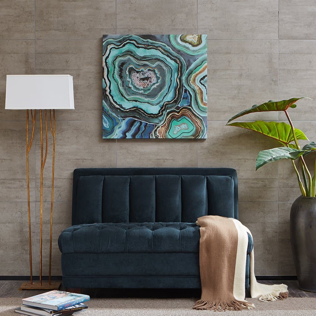 Olliix Aqua Agate Printed Canvas with Gel Coat, Multi