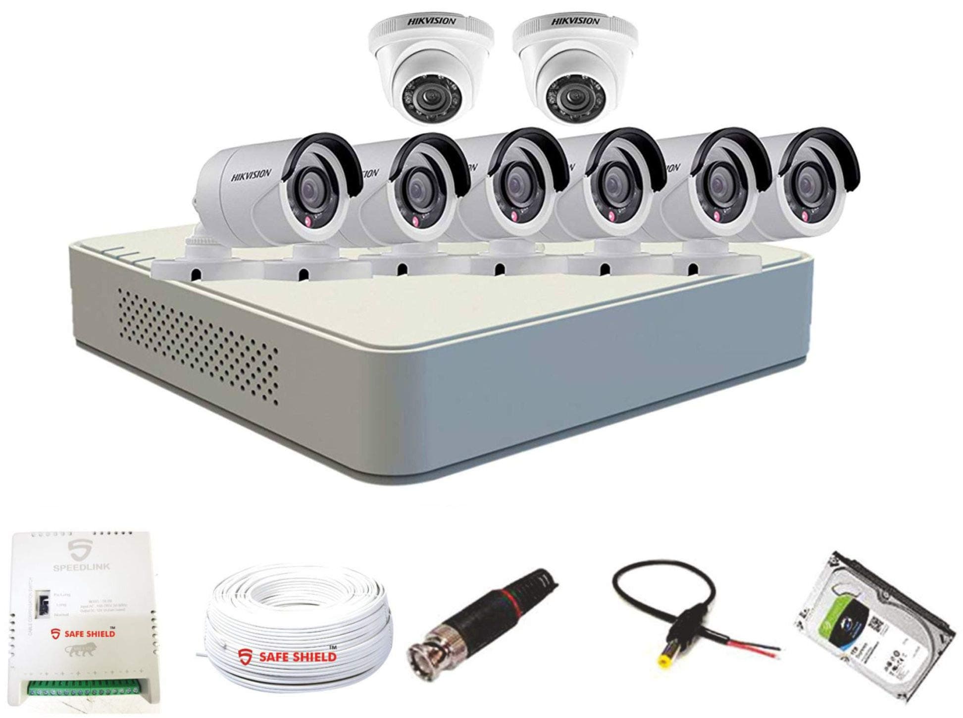 HIKVISION 1080p Full HD CCTV Camera with Speedlink Wireless Cable and Power Supply Surveillance Kit, White