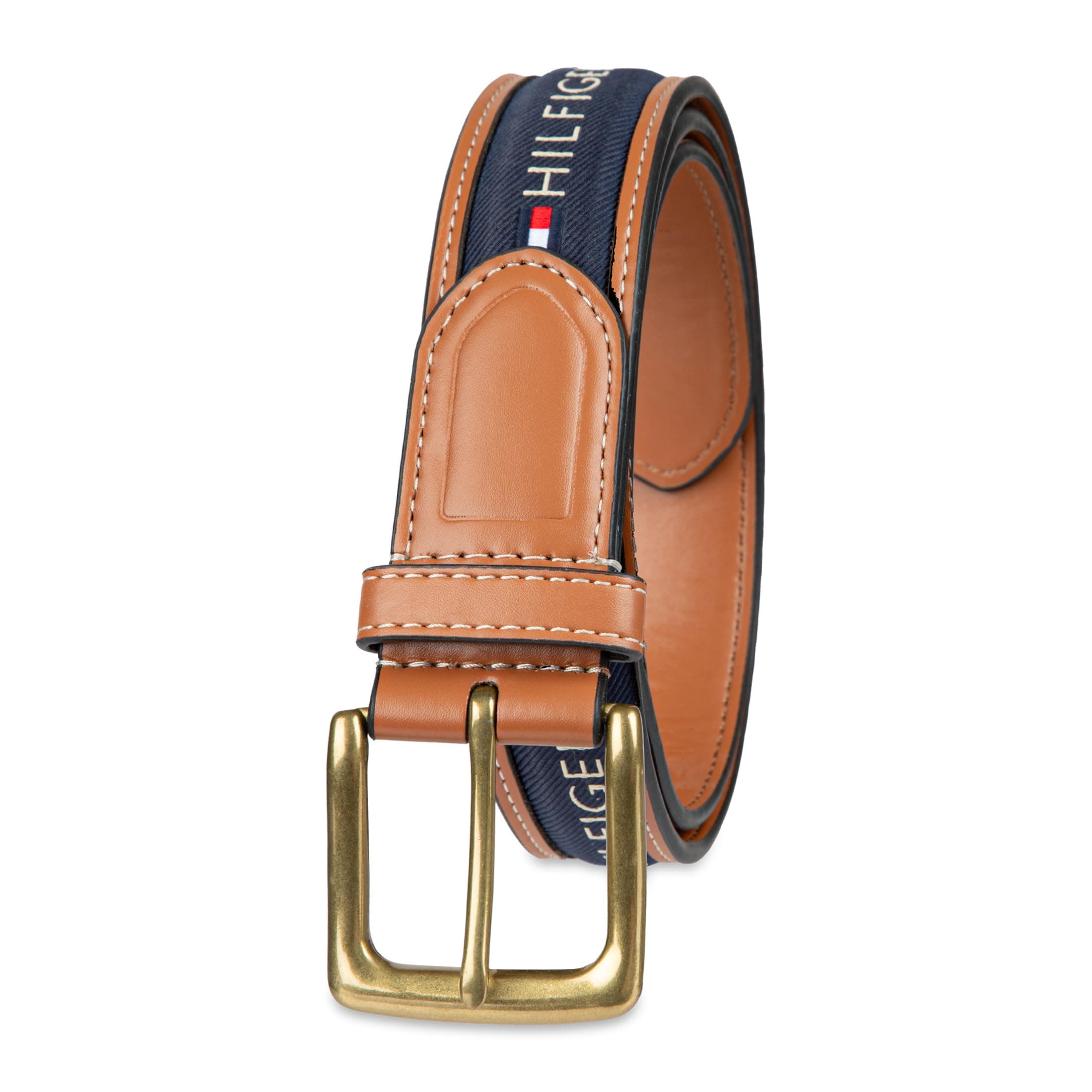 Men's Fabric Inlay Casual Belt With Classic Harness Buckle