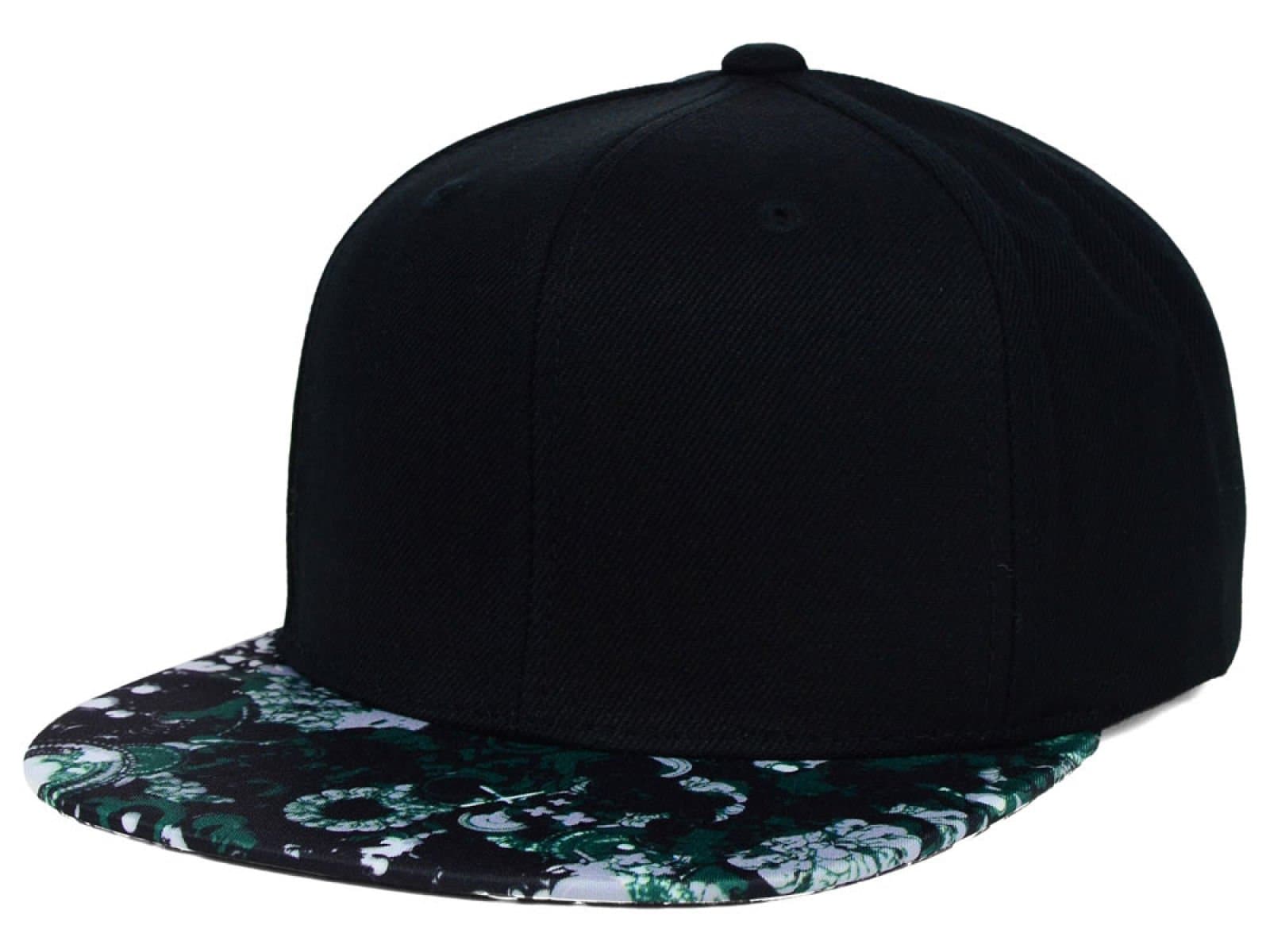 Lids Mens Printed Visor Snapback Adjustable Blank Baseball Hat Cap (One Size, Green Floral)