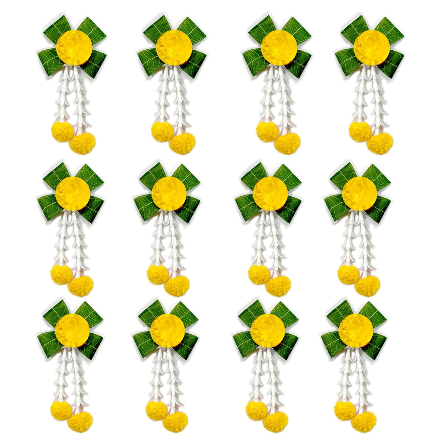 S2S Mango Leaves And Flowers Decoration At Home | Easy Simple Backdrop Pack Of 12 Pcs Yellow(Artificial)