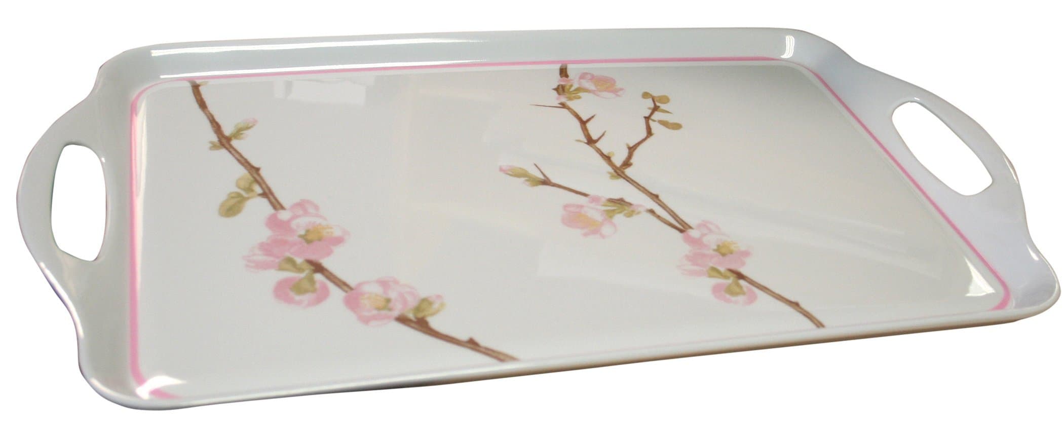 Reston Lloyd Melamine Serving/Ottoman, Rectangular Tray, Cherry Blossom