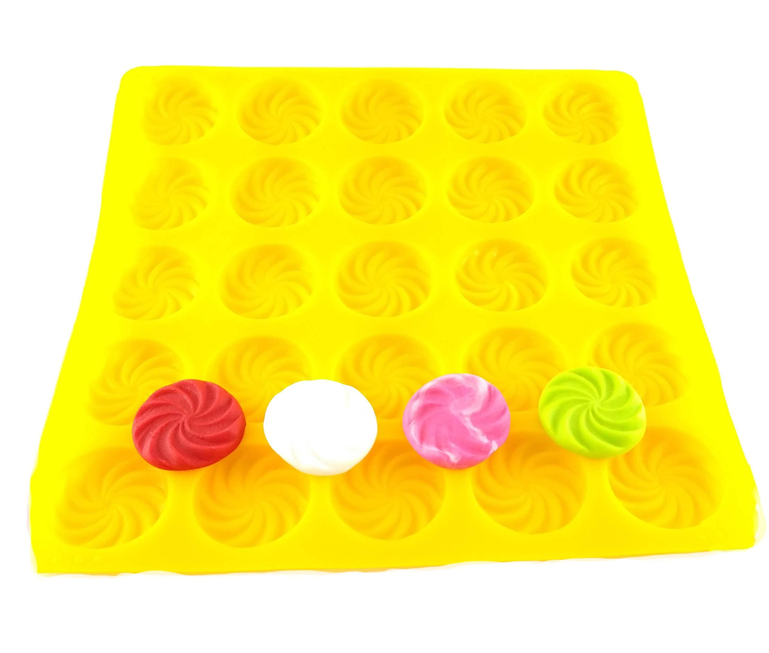 Swirl 25 Cavity Flexible Silicone Molds for Cream Cheese Mints, Chocolate, Fondant, Gummy, Fat Bombs, Ice Swirls, Soap, Buttercream, Butter, Candy Melts, Cookie Dough, Mousse