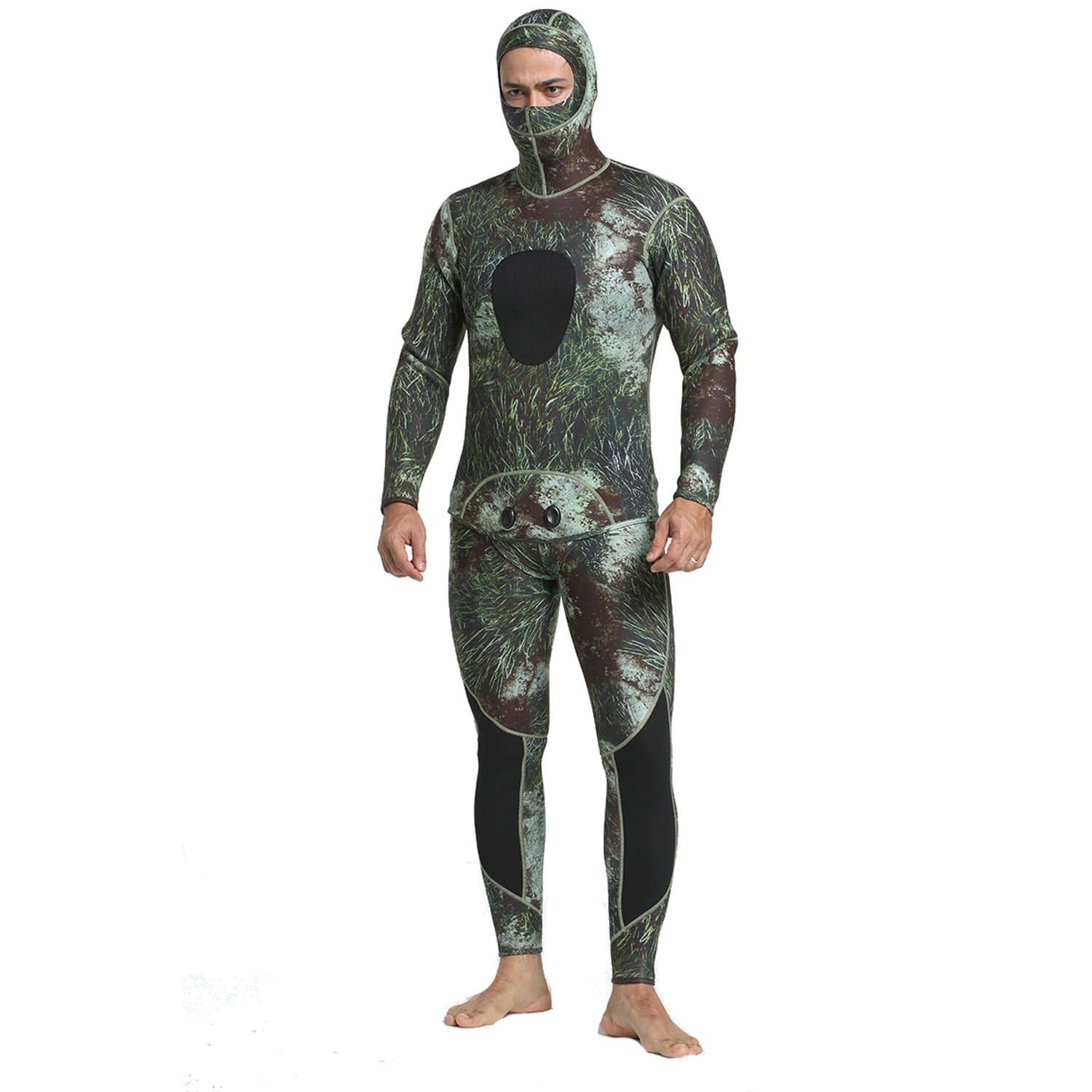 MYLEDI Camo Wetsuit 3mm Neoprene Super Stretch Free Diving and Spearfishing Wetsuit Including Long John and Jacket (MY053, XL)