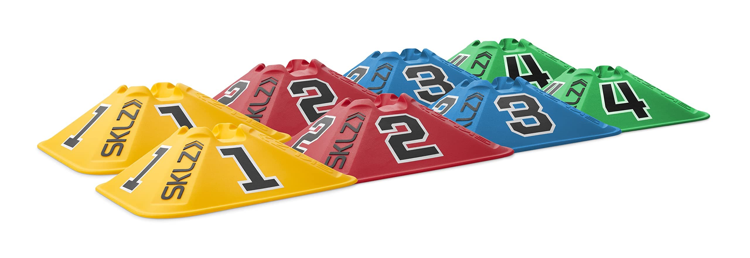 SKLZ Reactive Agility Cones, Enhance Coordination and Reaction Time, Soft Design for Safety, Includes 8 Cones in 4 Colours-Perfect for Training Drills, Warmups, and Skill Development for All Athletes