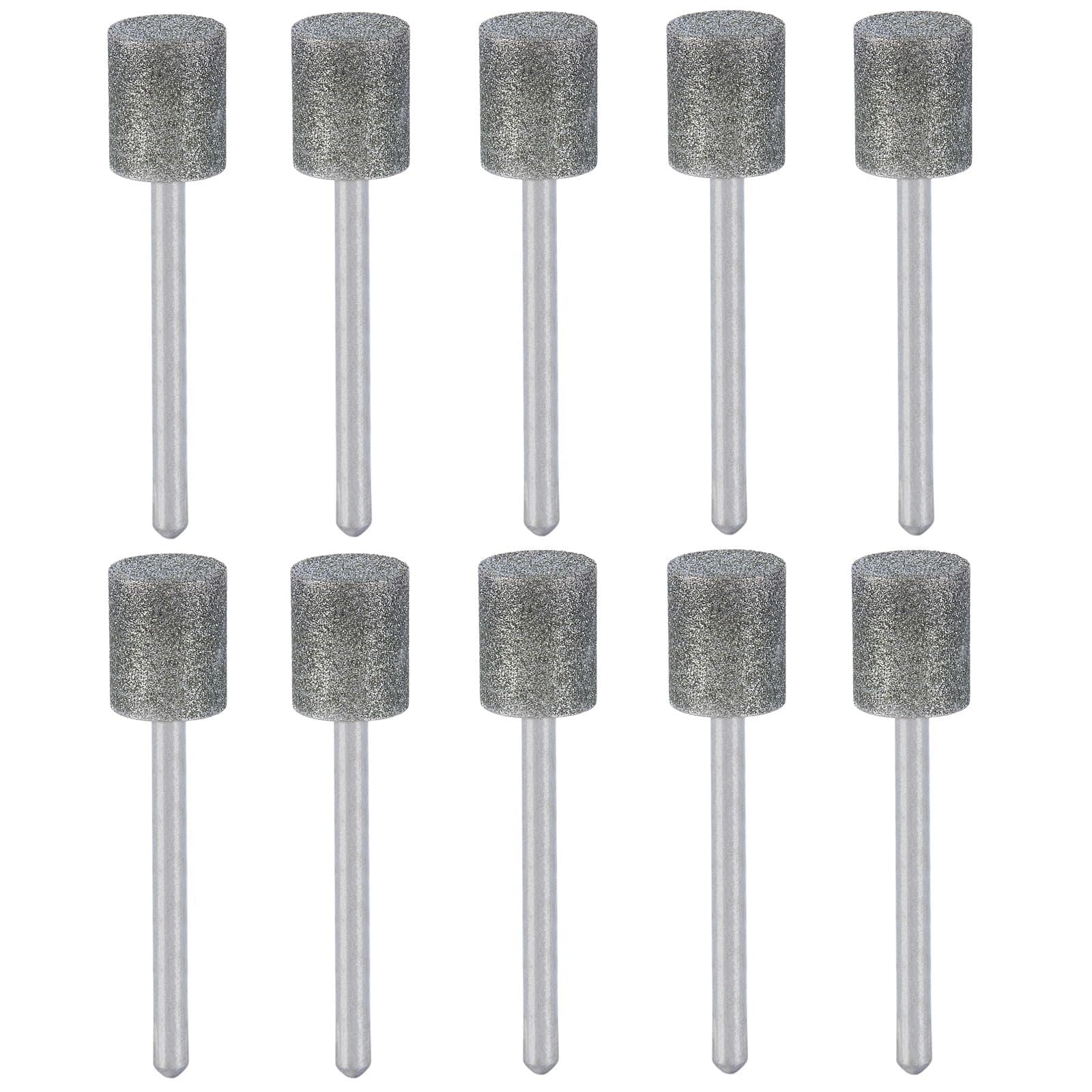 Diamond Grinding Burr Set, Diamond Burr Bits for Dremel Rotary Tool Accessories, 10PCS 150 Grit Grinding Bits with 1/8 Inch Shank for Stone Ceramic Glass Carving, Grinding, Polishing, Engraving