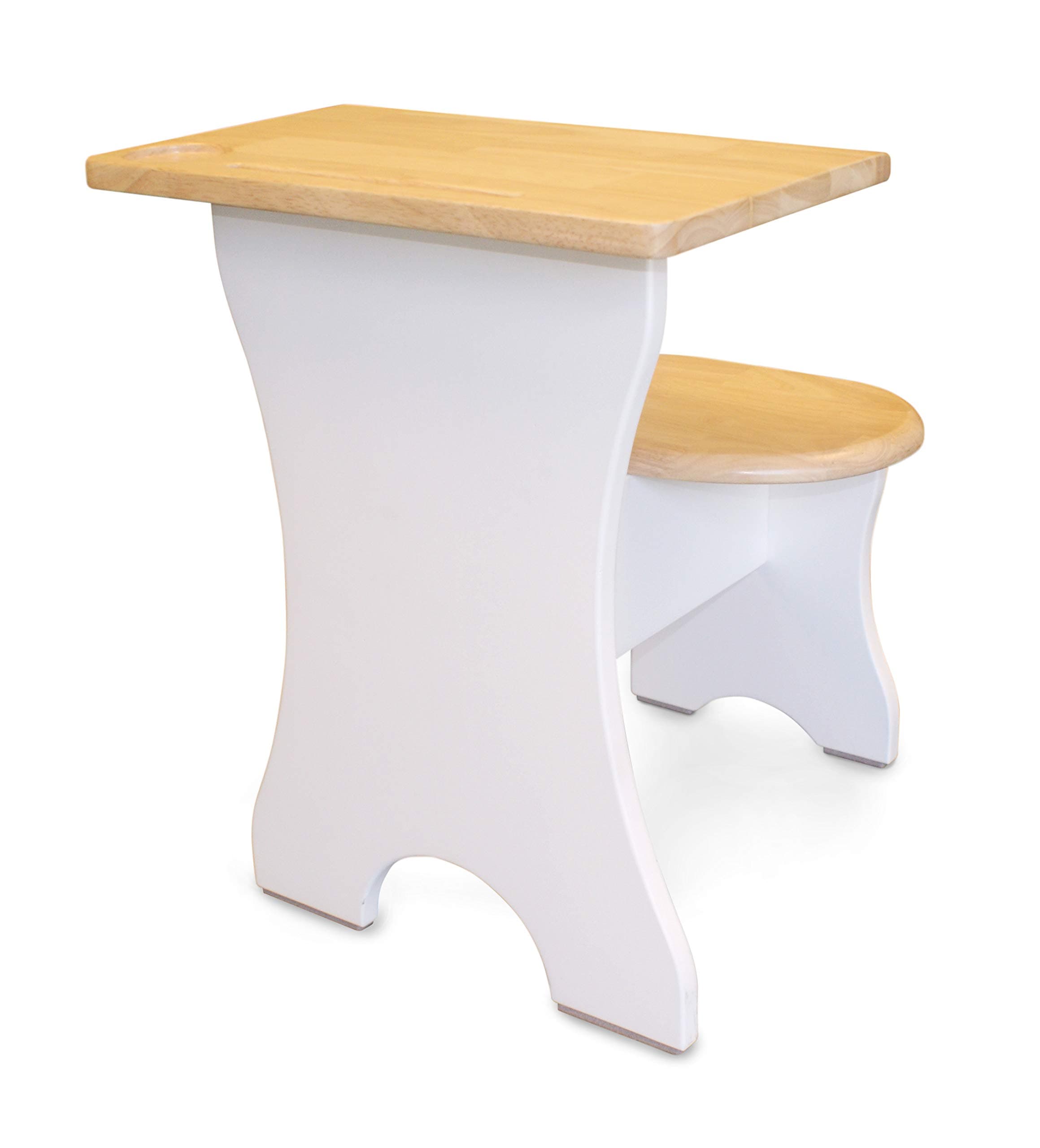 "SumSum Kids Desk – The Premium Ergonomic Desks for Children – Solid Havea Hardwood Scandinavian Student, Preschool & Toddler Desk with Pencil Holder, Cup Holder, Smartphone Tablet Holder (Ages 2-6)"