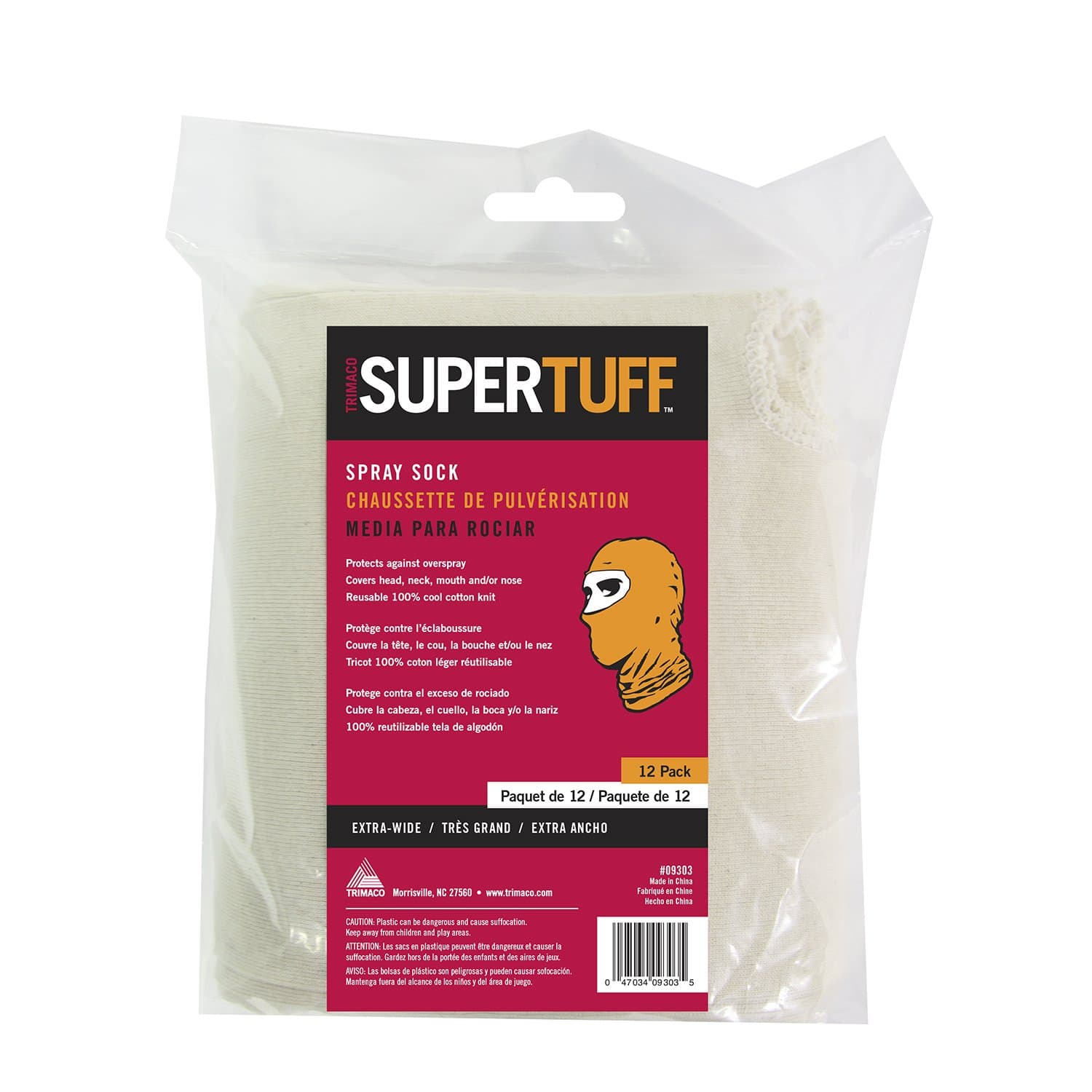 SuperTuff Cotton Spray Sock, 12 Pack,White
