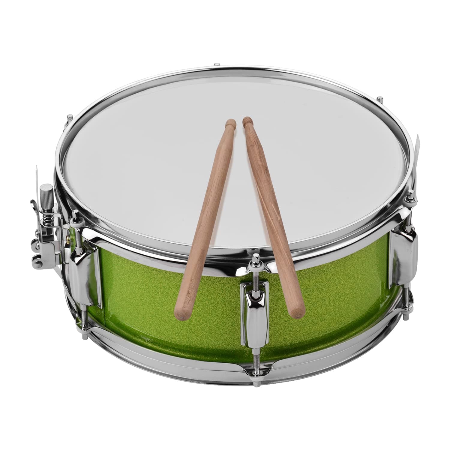 Gecheer Snare Drum,Percussion Musical Instruments 12inch Snare Drum Head with Drumsticks Shoulder Strap Drum Key for Student Band(Green)