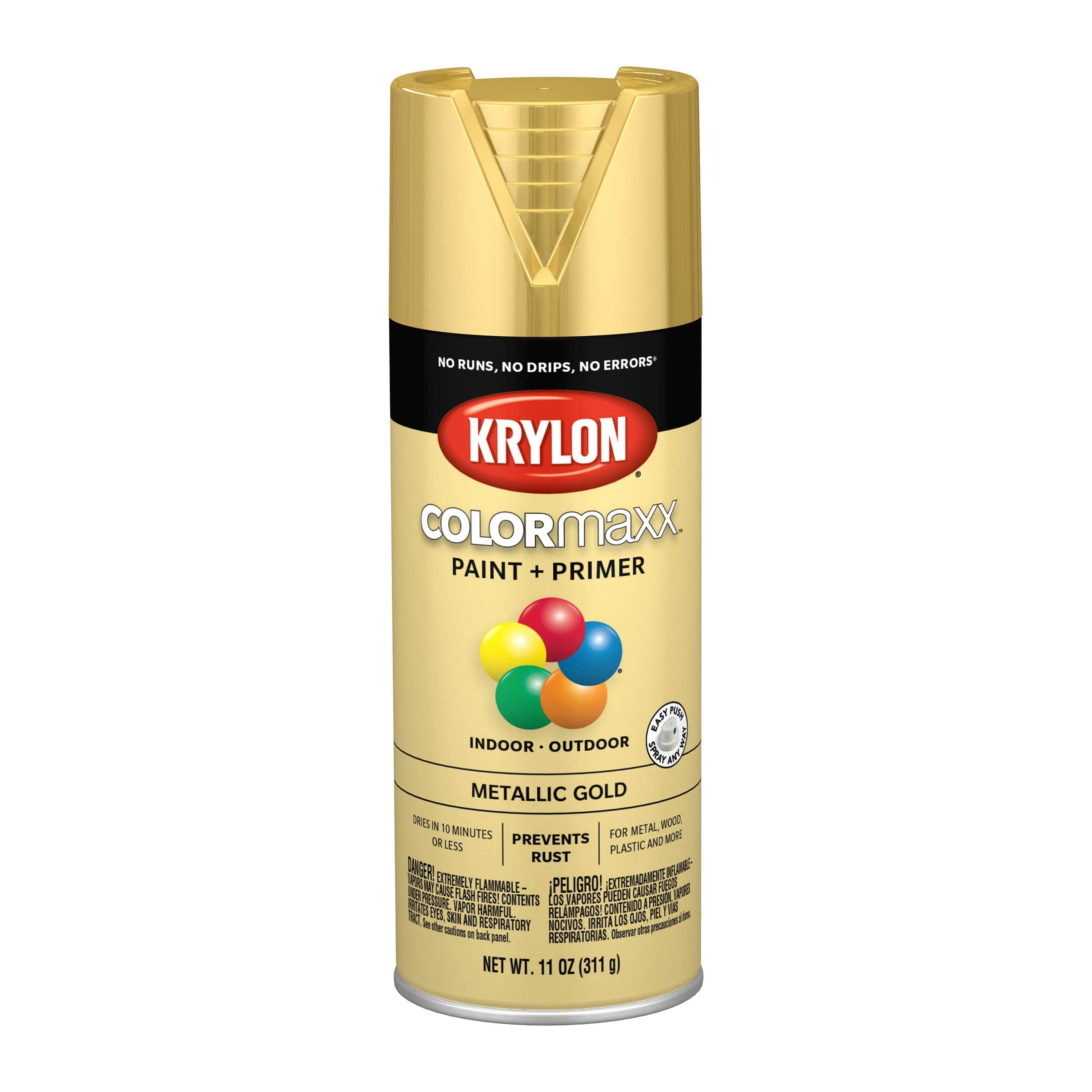 K05588007 COLORmaxx Spray Paint and Primer for Indoor/Outdoor Use, Metallic Gold, 11 Ounce (Pack of 1)
