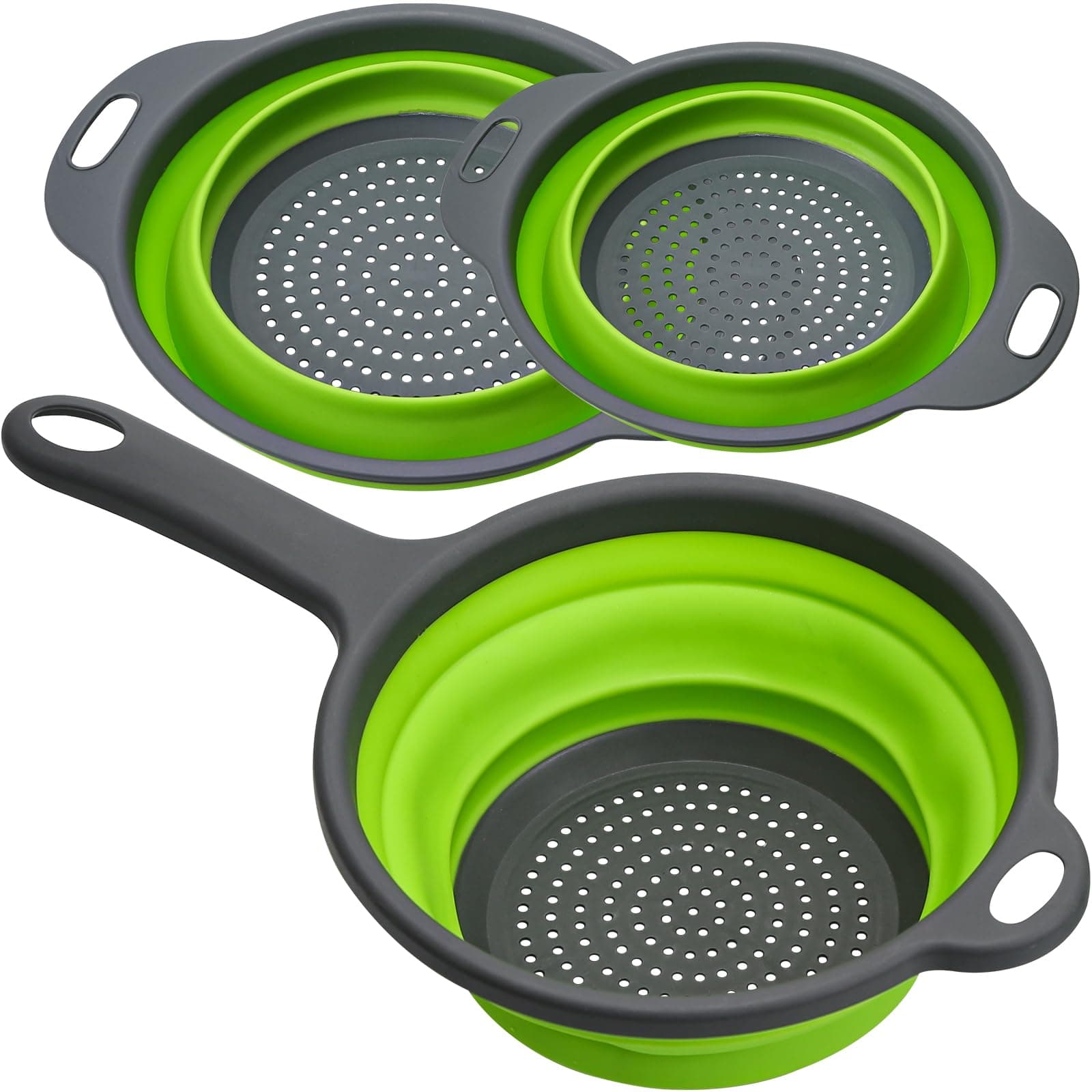 ZOOTSING Pack of 2 Foldable Silicone Filter Baskets, Foldable Colander Strainer Set, Foldable Silicone Filter Baskets, Colander, Pasta Strainer, Kitchen Strainer, Washing Bowl for Pasta, Fruit,