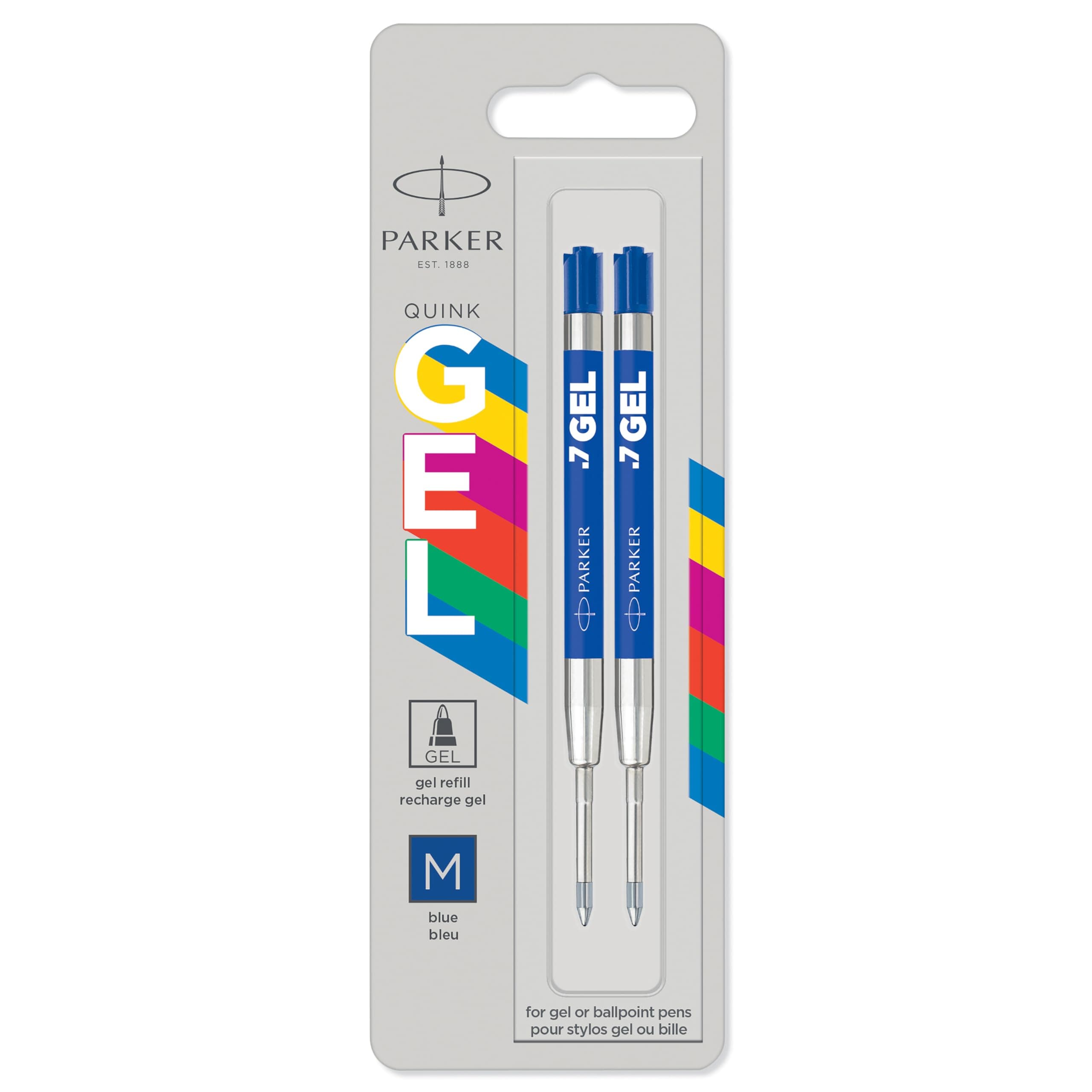 Parker Jotter Original Gel Pen Refills, Smooth Blue Gel Ink Refills, Medium Tip (0.7mm), 2 Pieces