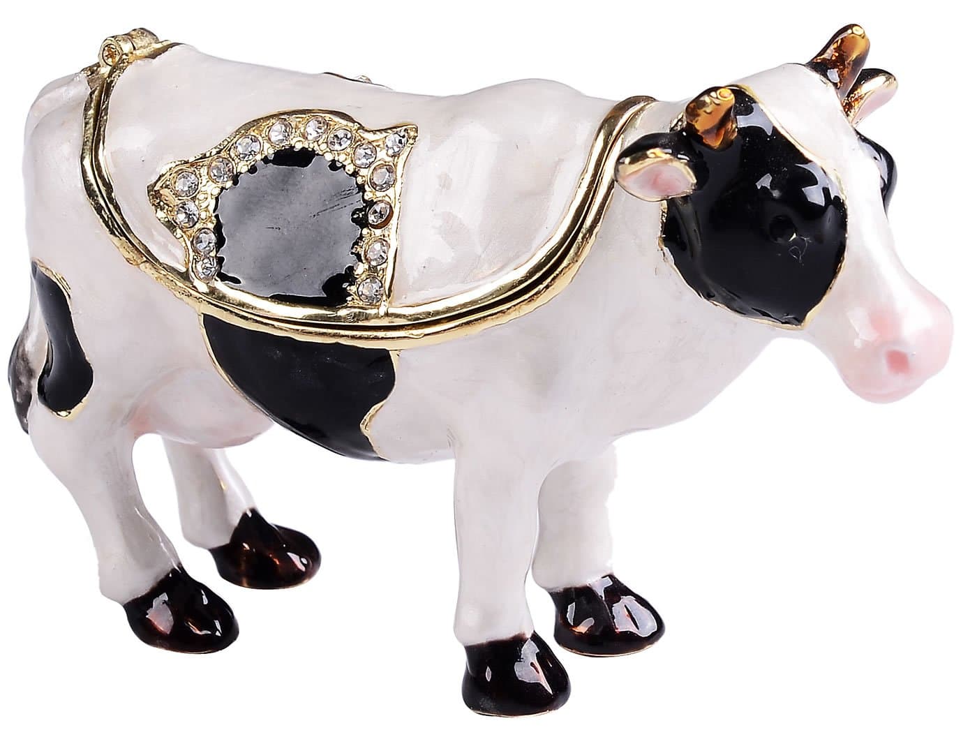Treasures Jewelled Dairy Cow enameled Trinket Box