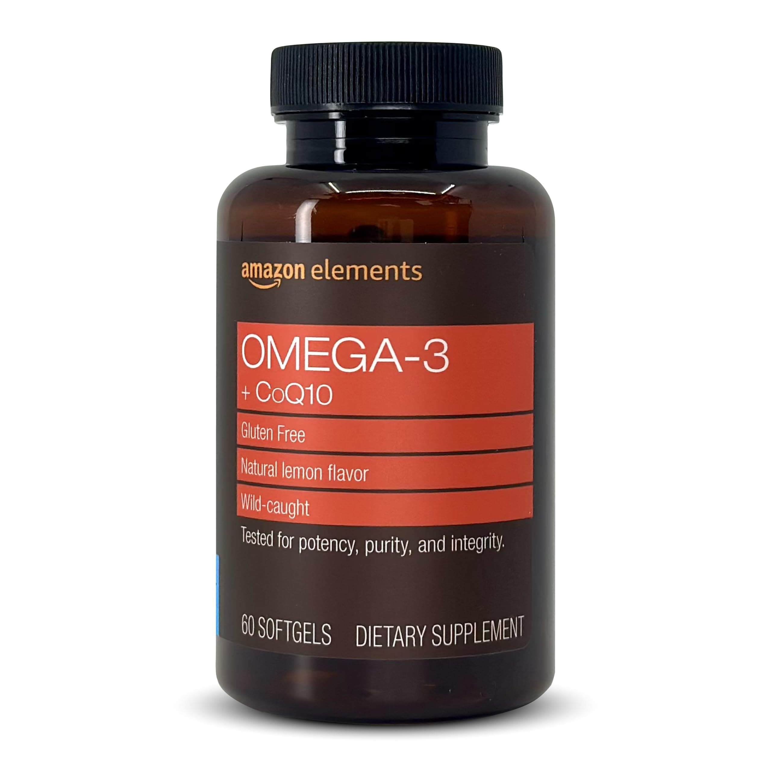 Omega 3 Fish Oil + CoQ10, Natural Lemon Flavor, Wild-caught, 1250mg Omega-3s, 60 Softgels