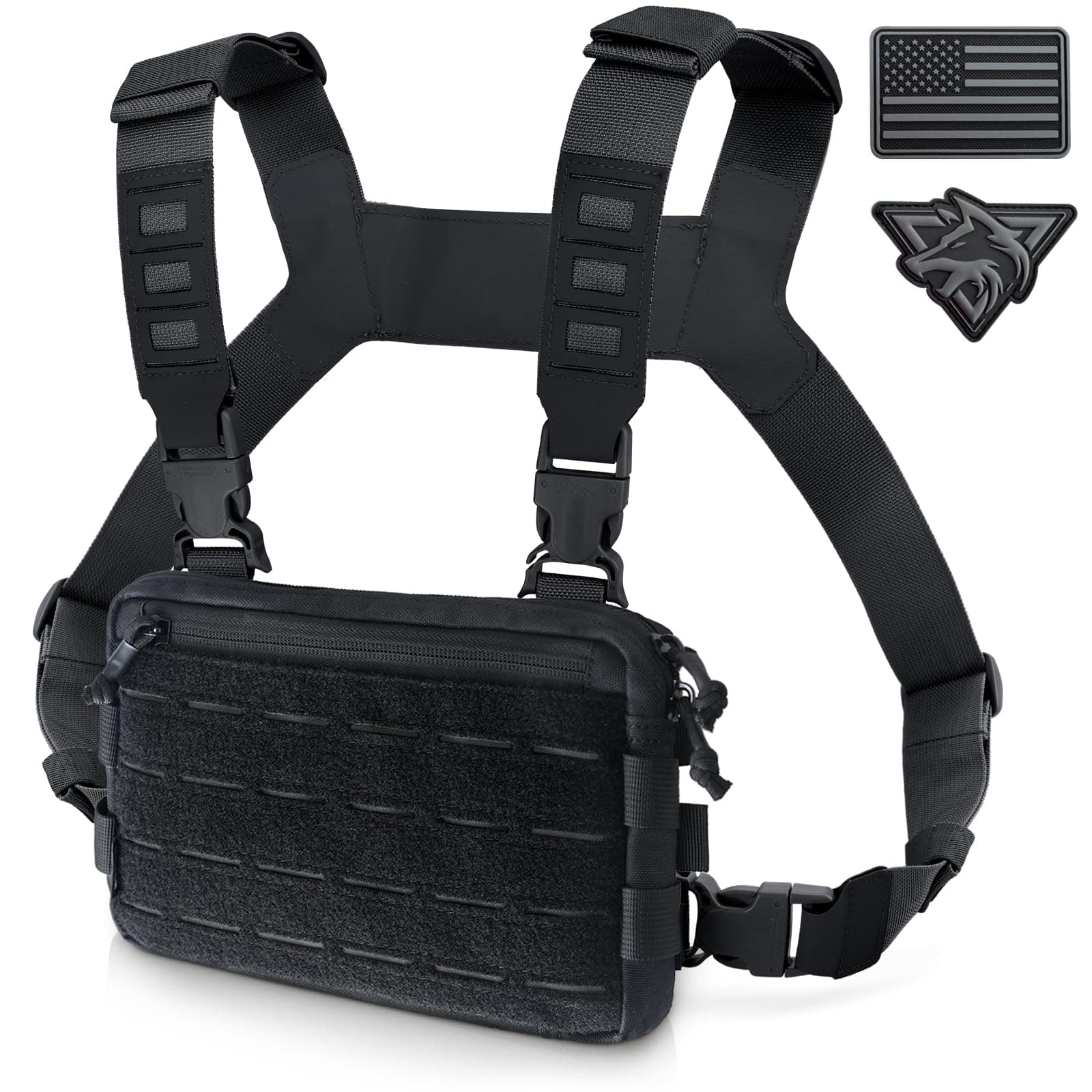 WYNEX Tactical Chest Rig Pack for Men, Running Chest Bag with Front Loop Recon Chest Rigs for Hunting Outdoor EDC