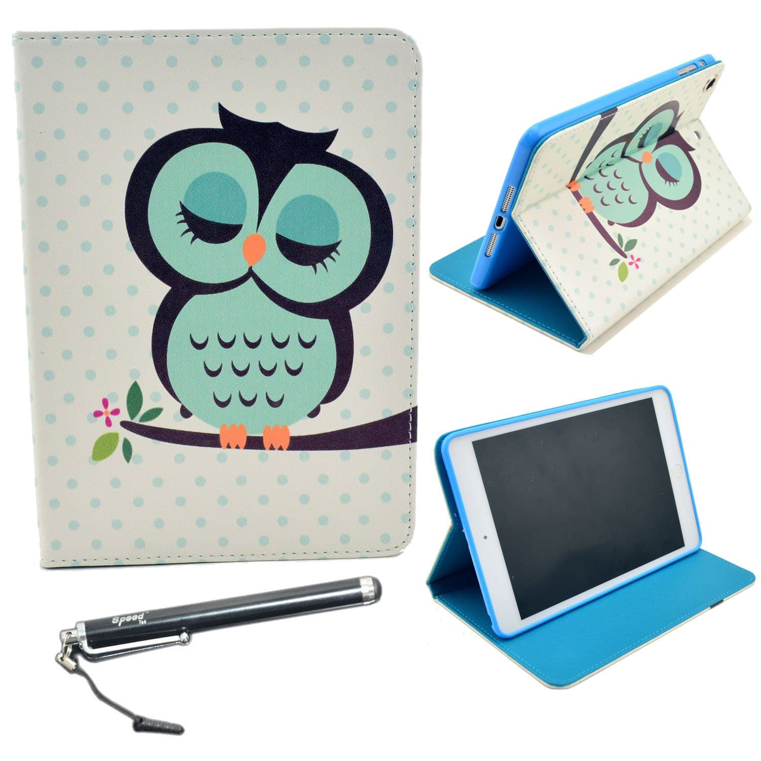 iPad Mini Case, iPad Mini 3 / iPad Mini Retina / iPad Mini Case, Speedtek OWL Pattern Premium PU Leather Folio Stand Protective Skin Case for Apple iPad Mini 3 (2014) & iPad Mini Retina (2013) & iPad Mini (2012) (Automatic Wake/Sleep Feature)