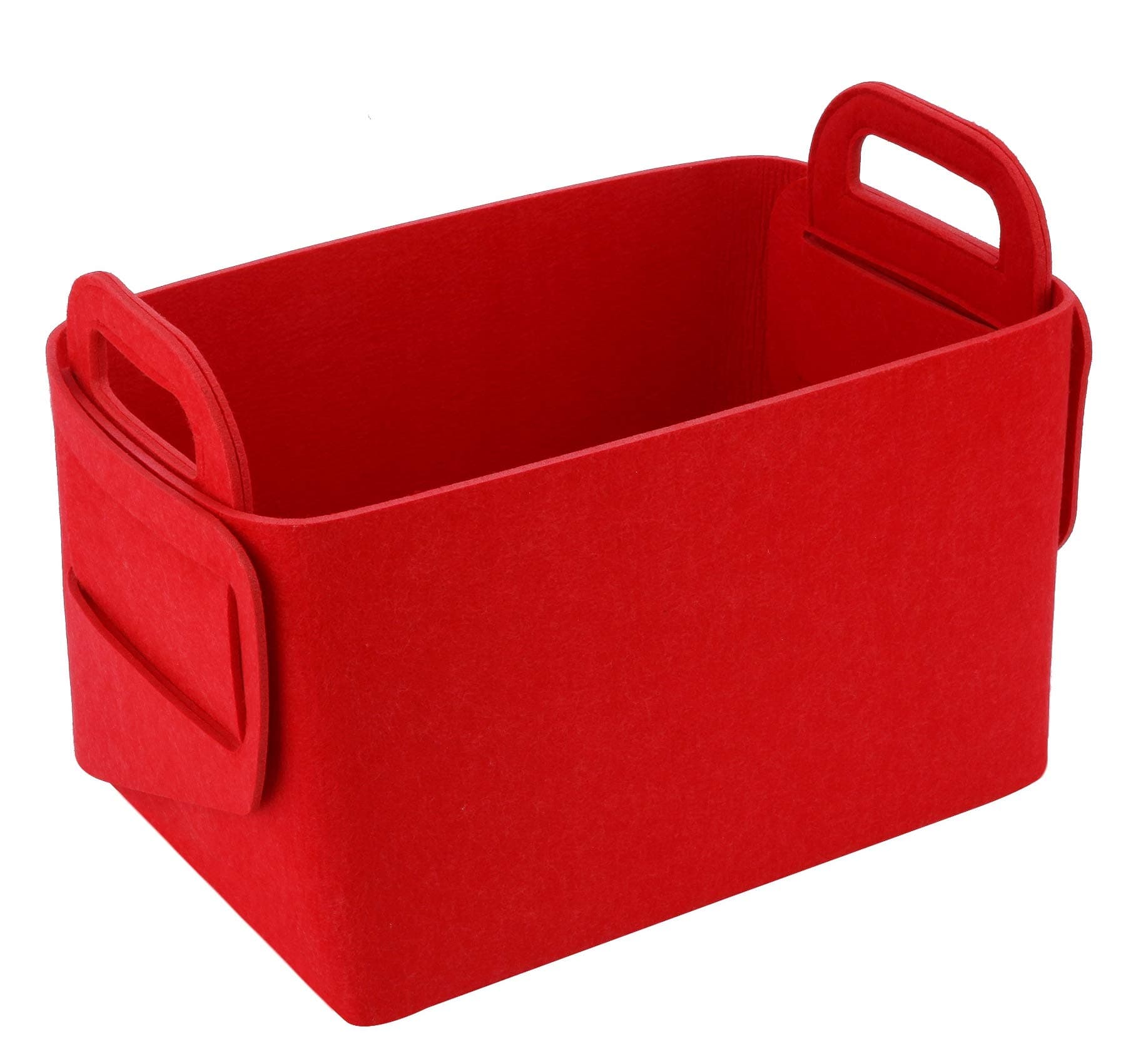 Minoisome Storage Basket Felt Storage Bin Collapsible& Convenient Box Organizer with Carry Handles for Office Bedroom Closet Babies Nursery Toys Laundry (Red, 13.8inch（L）×9.5inch（W）×8.3inch（H）)