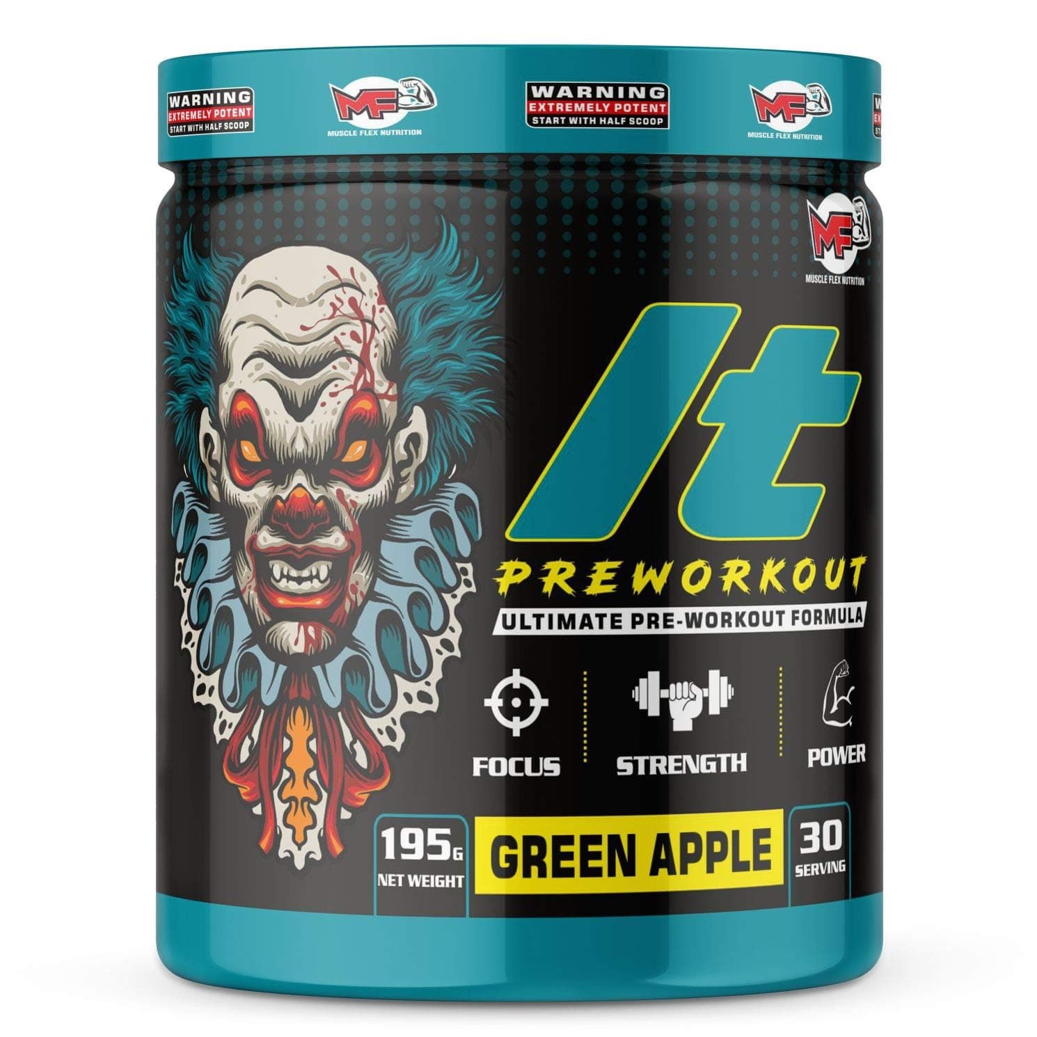 Hardcore Pre-Workout Gym Supplement with Beta-Alanine, Creatine, Professional Pre-Workout Formula for Explosive Muscle Pump, Boost Energy, Endurance, Performance/Body Building for Men & Women [30 Serv, Green Apple]