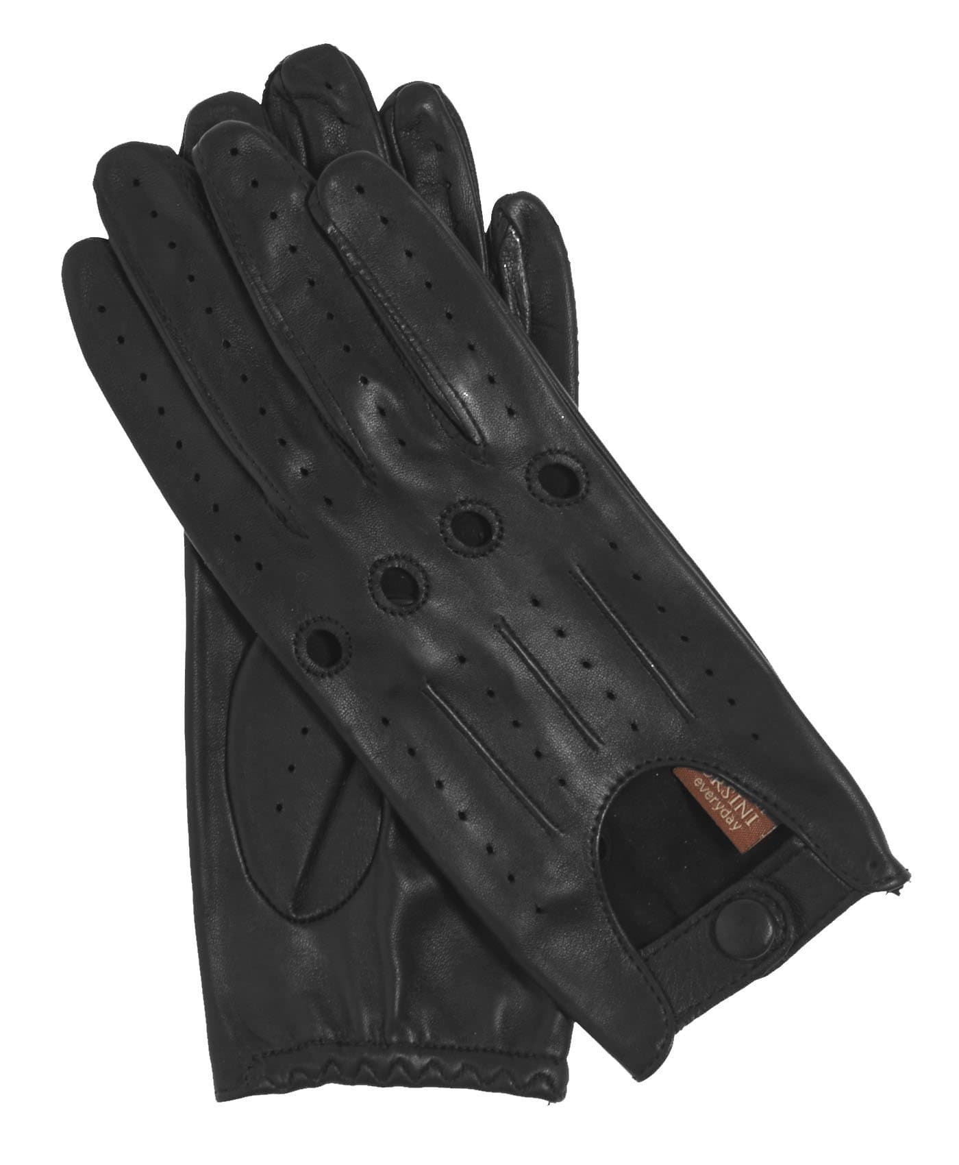 Women's Open Back Leather Driving Gloves Size 7 1/2 Color Black