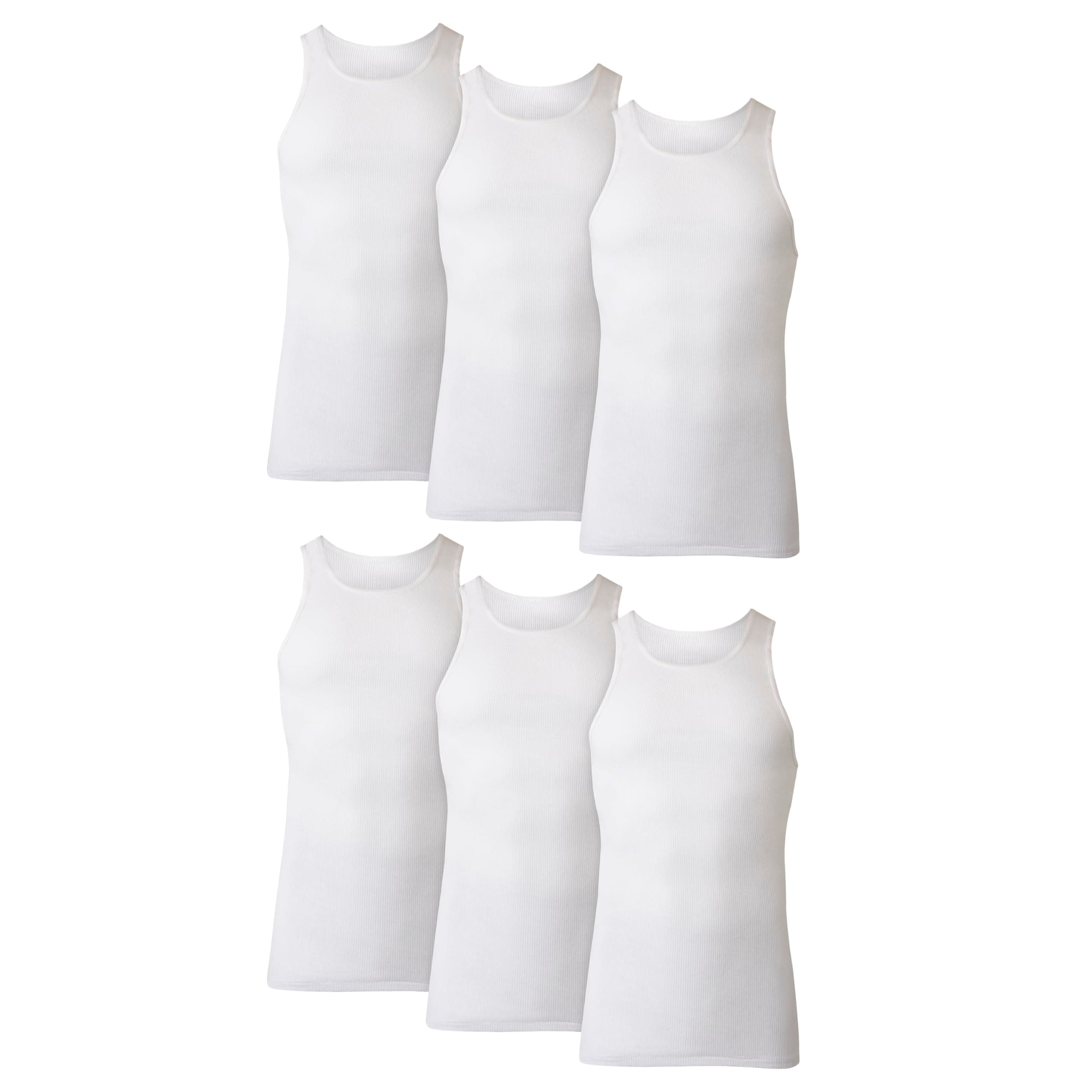 Hanes Men's TAGLESS® ComfortSoft® White A-Shirt 6-Pack, White, Small