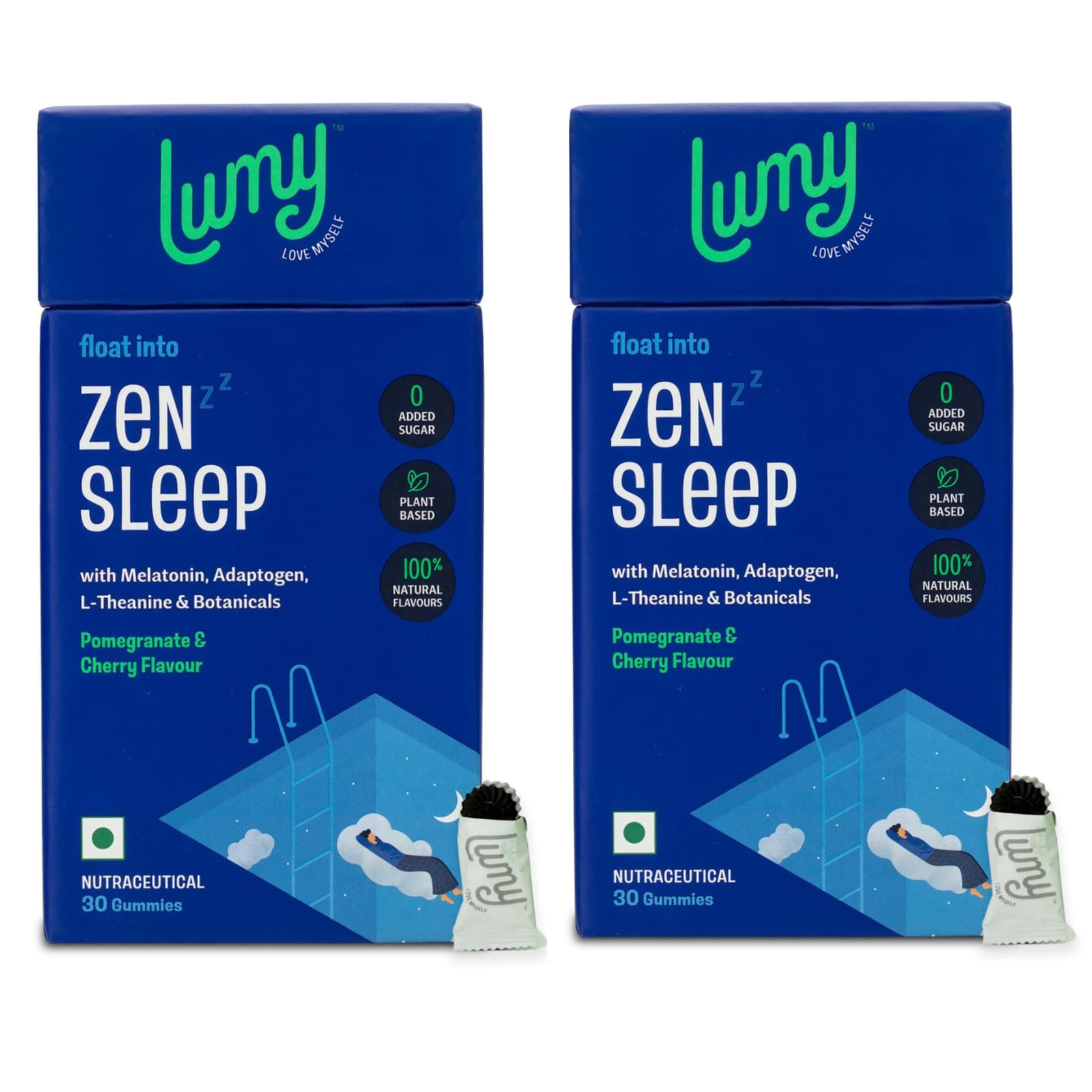 Lumy Zen Sleep Gummies: Melatonin 5mg, Adaptogens for Deep Sleep, Morning Energy | Sleep-Gut Harmony | 60 Day Pack | L-Theanine, Jatamansi for Stress Relief, Muscle Relaxation | No Added Sugar, Vegan