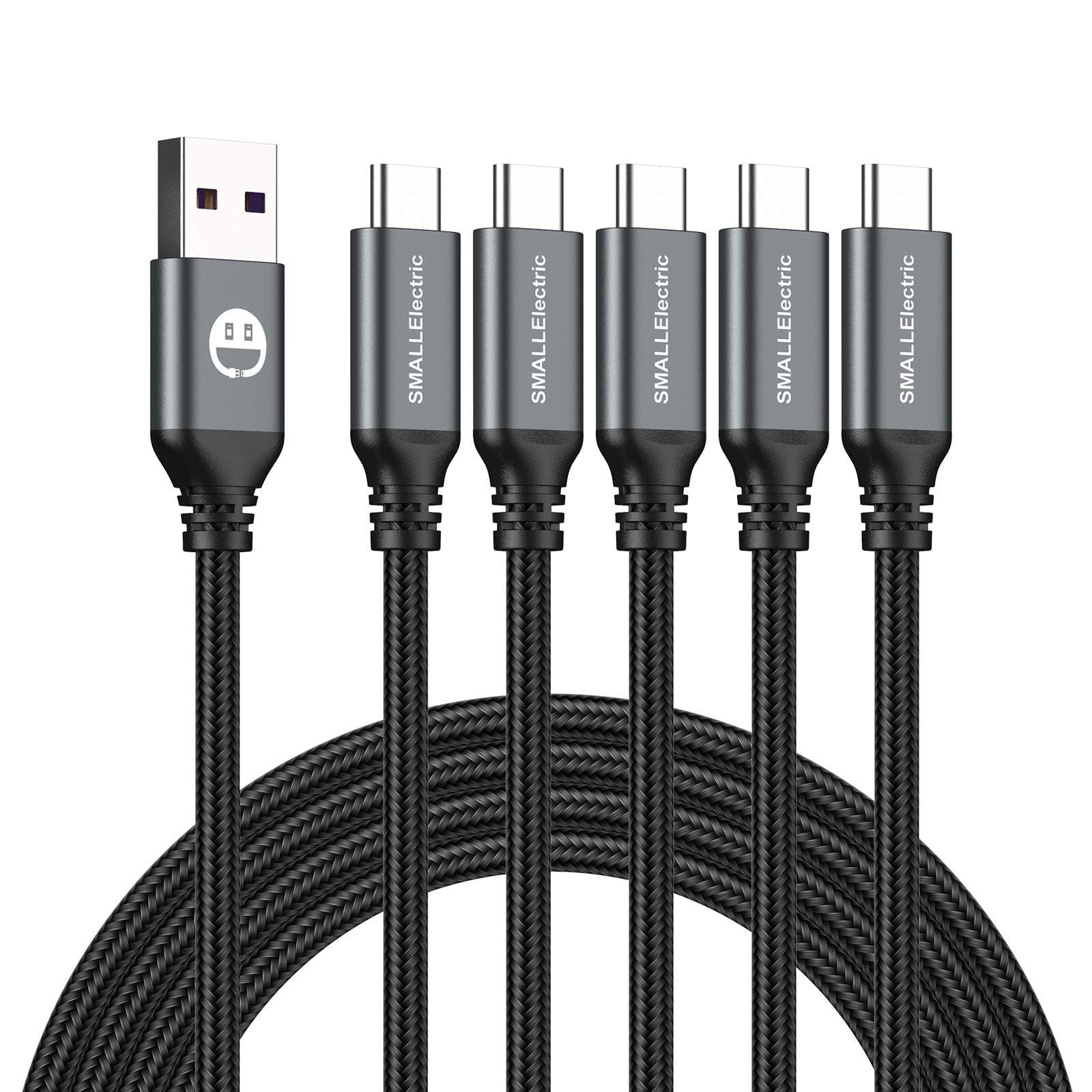 5Pack 10ft USB C Cable, Extra Long USB A to USB-C 10foot Type C Fast Charging Cable Compatible 17/17 Pro/16e/16/15 ProMax Samsung Galaxy S10 20 9 8 Plus a10e,Braided Charger Cord for Note,LG.(Grey)