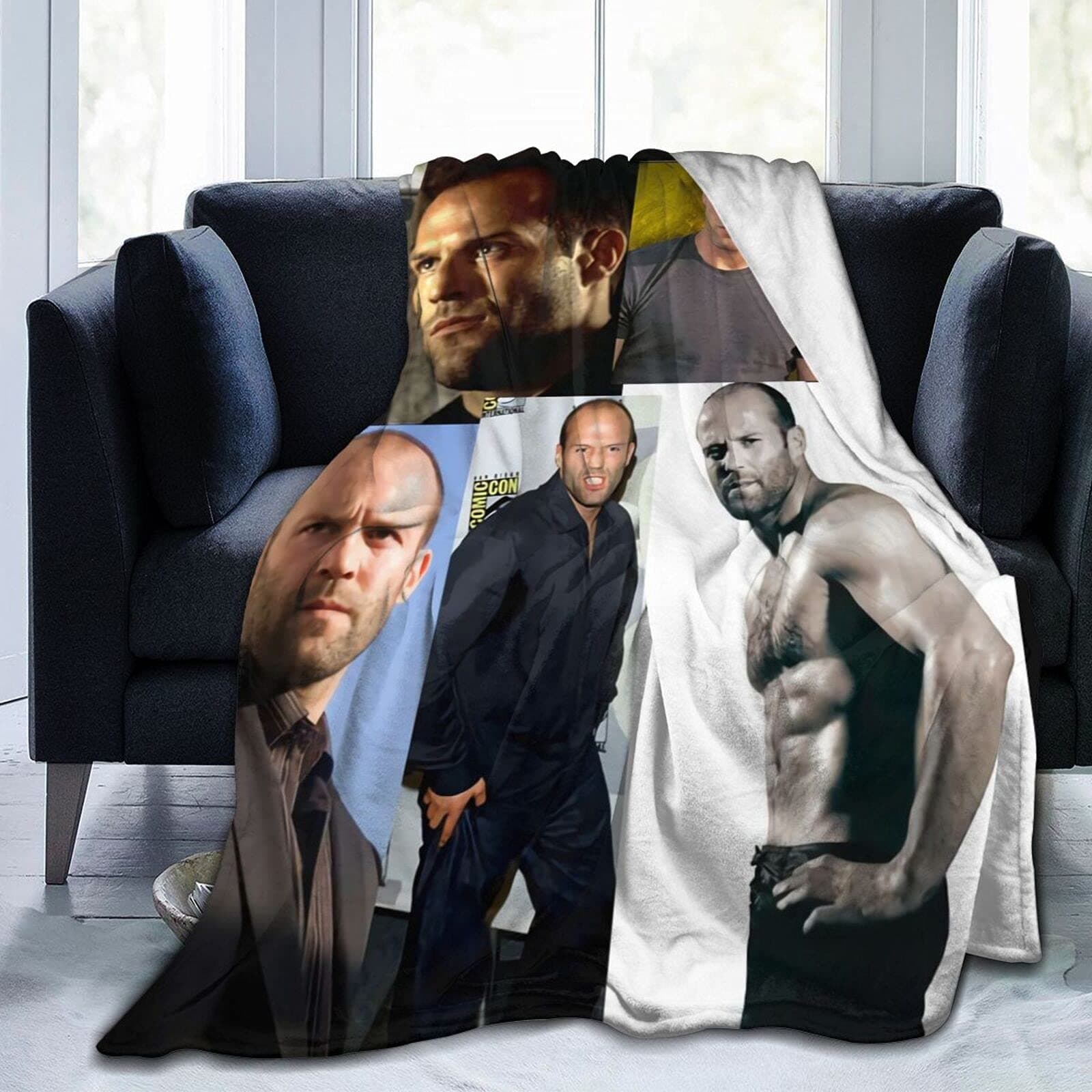 Jason Statham Super Soft and Comfortable Flannel Blanket Camping Blanket Beach Blanket Decoration Bedroom Living Room Suitable for Children/Adults Throw Blankets…