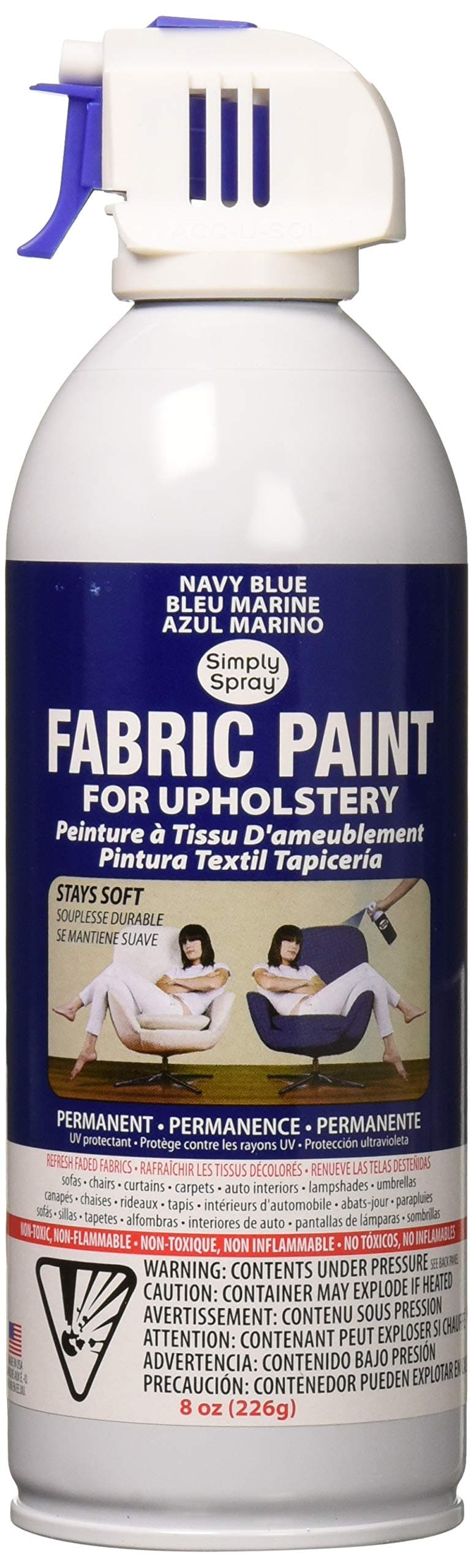 Simply - Upholstery Fabric Spray Paint - Navy Blue - 8oz / 236ml