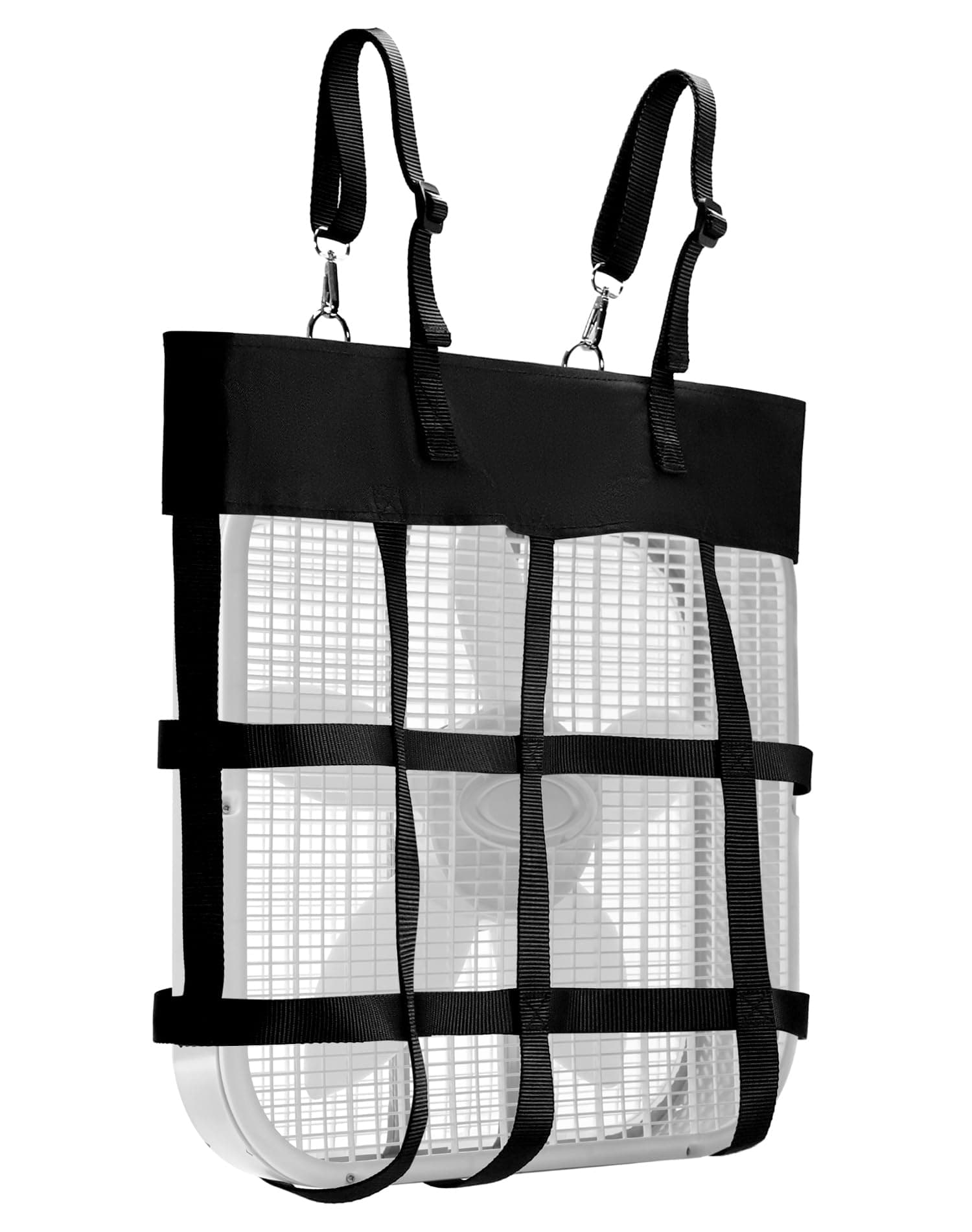QWORK Horse Stall Classic Fan Bag, Horse Nylon Box Fan Hanger Holder, Adjustable Horse Supplies for Horse Stalls, Barn, or RV (Black), 1 Pack